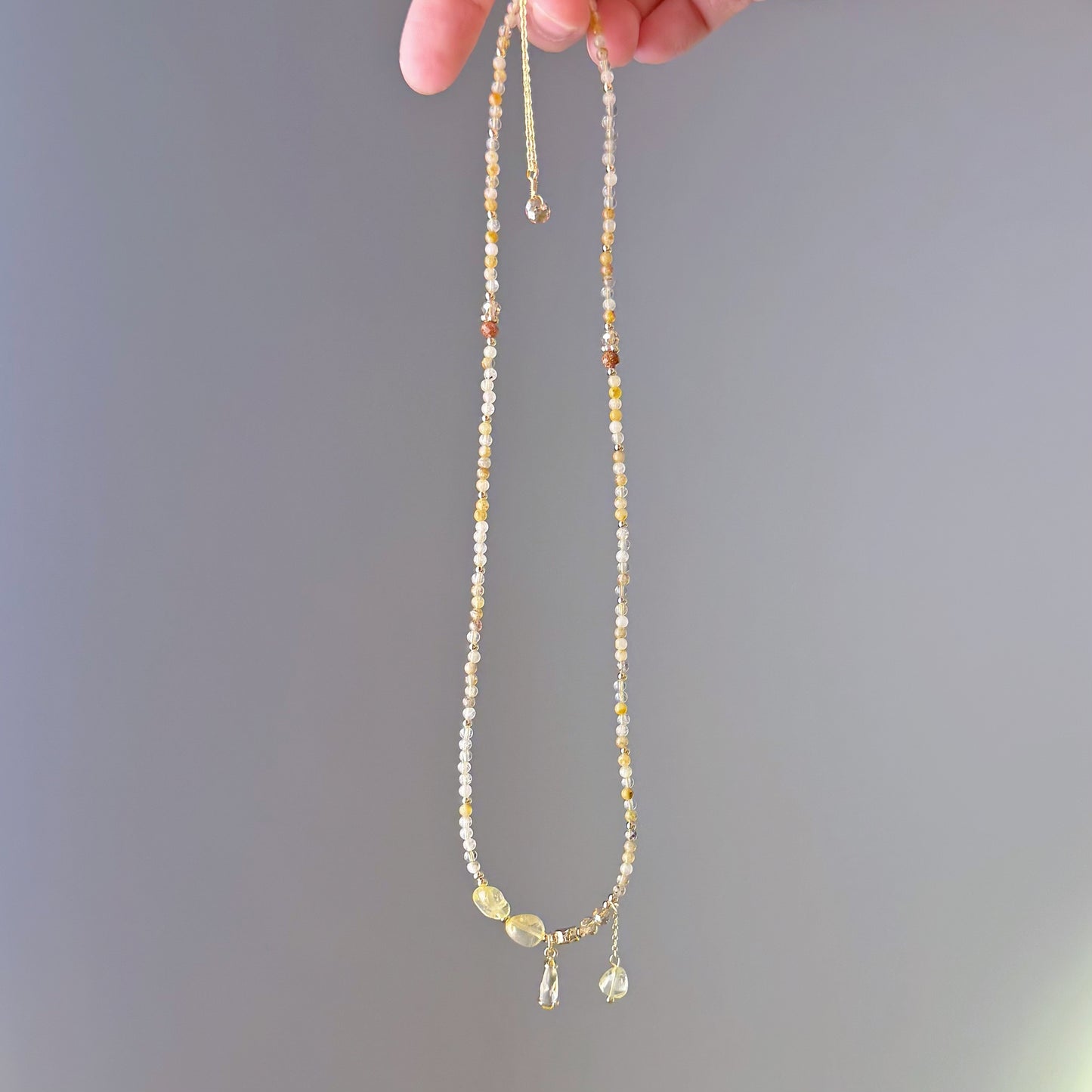 Handmade Yellow Citrine Crystal Necklace Multi Strap Bracelet