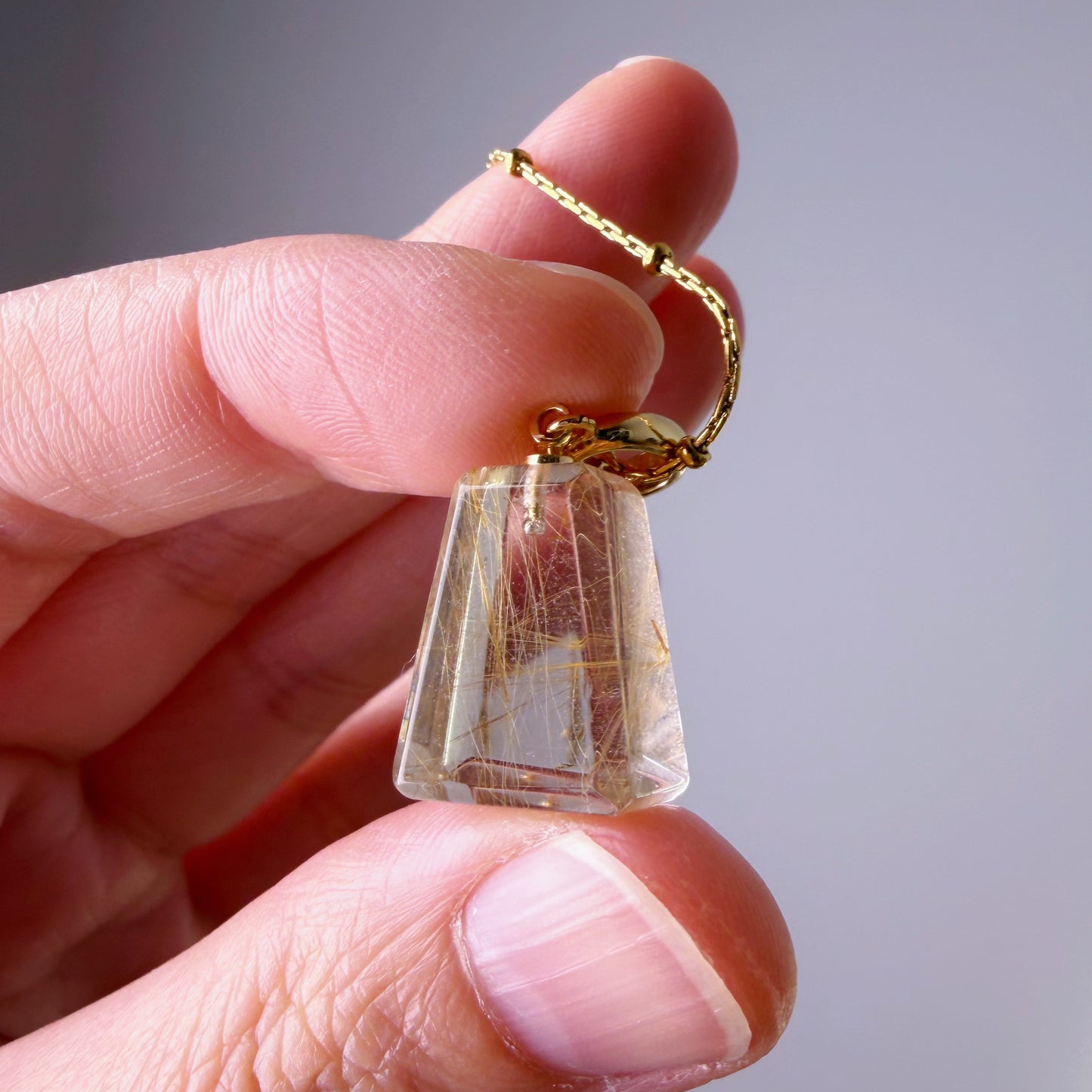 Quartzberry - Natural Golden Rutile Quartz Crystal Pendant Necklace - One-of-a-kind