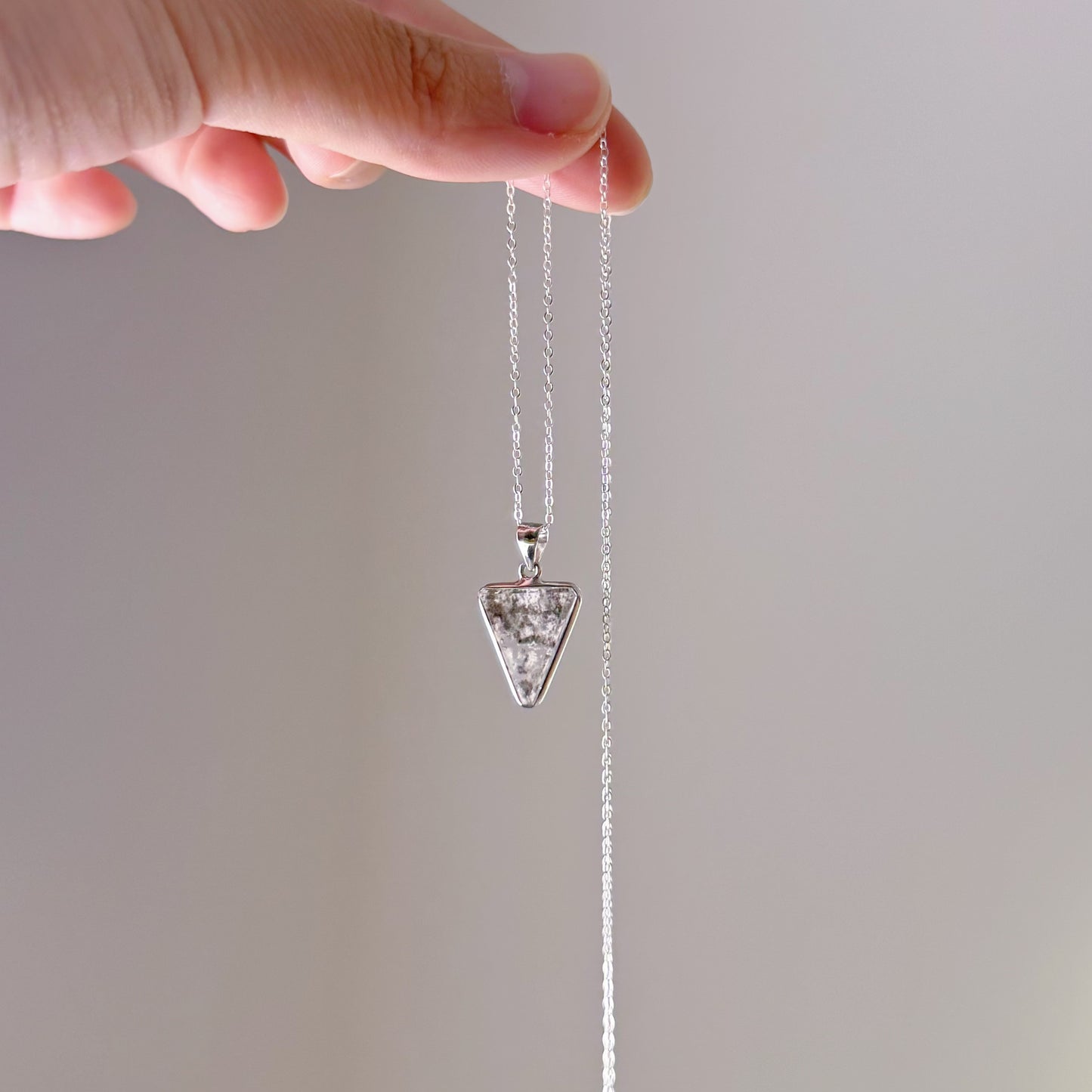 Handmade Black and White Phantom Quartz Crystal Silver Pendant Necklace