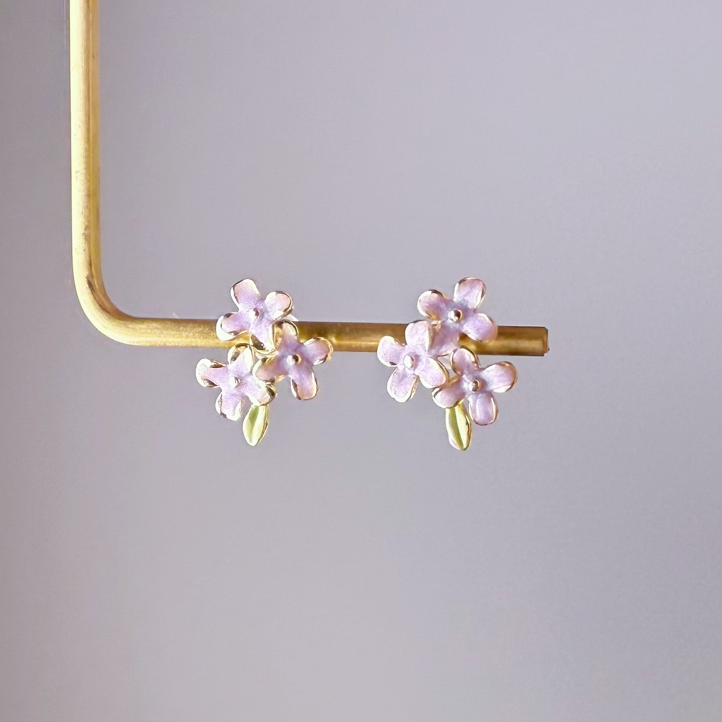 Hydrangeas Little Purple Flowers Earrings