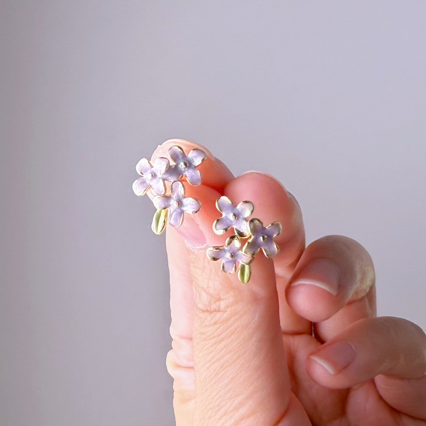 Hydrangeas Little Purple Flowers Earrings