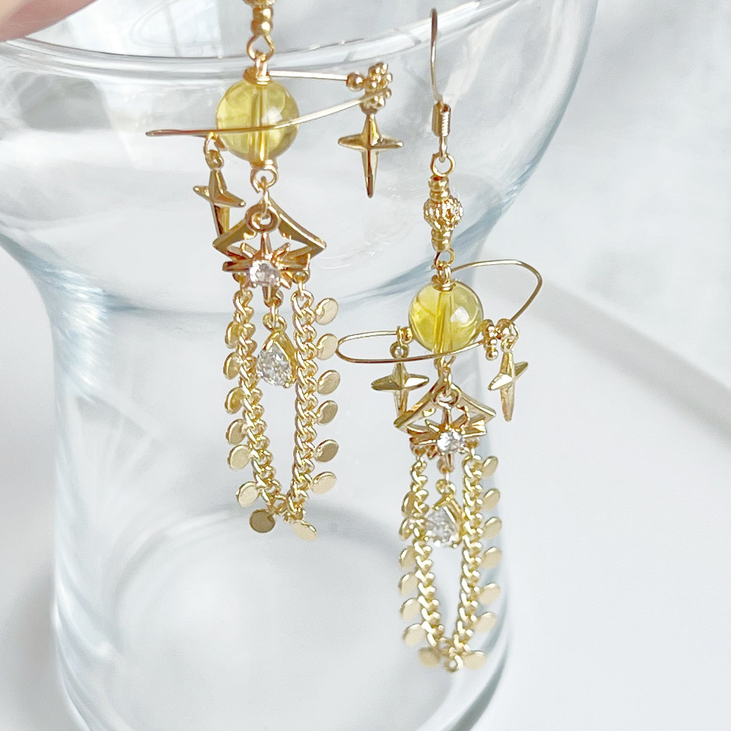 Yellow Citrine Planet Earrings-Ninaouity