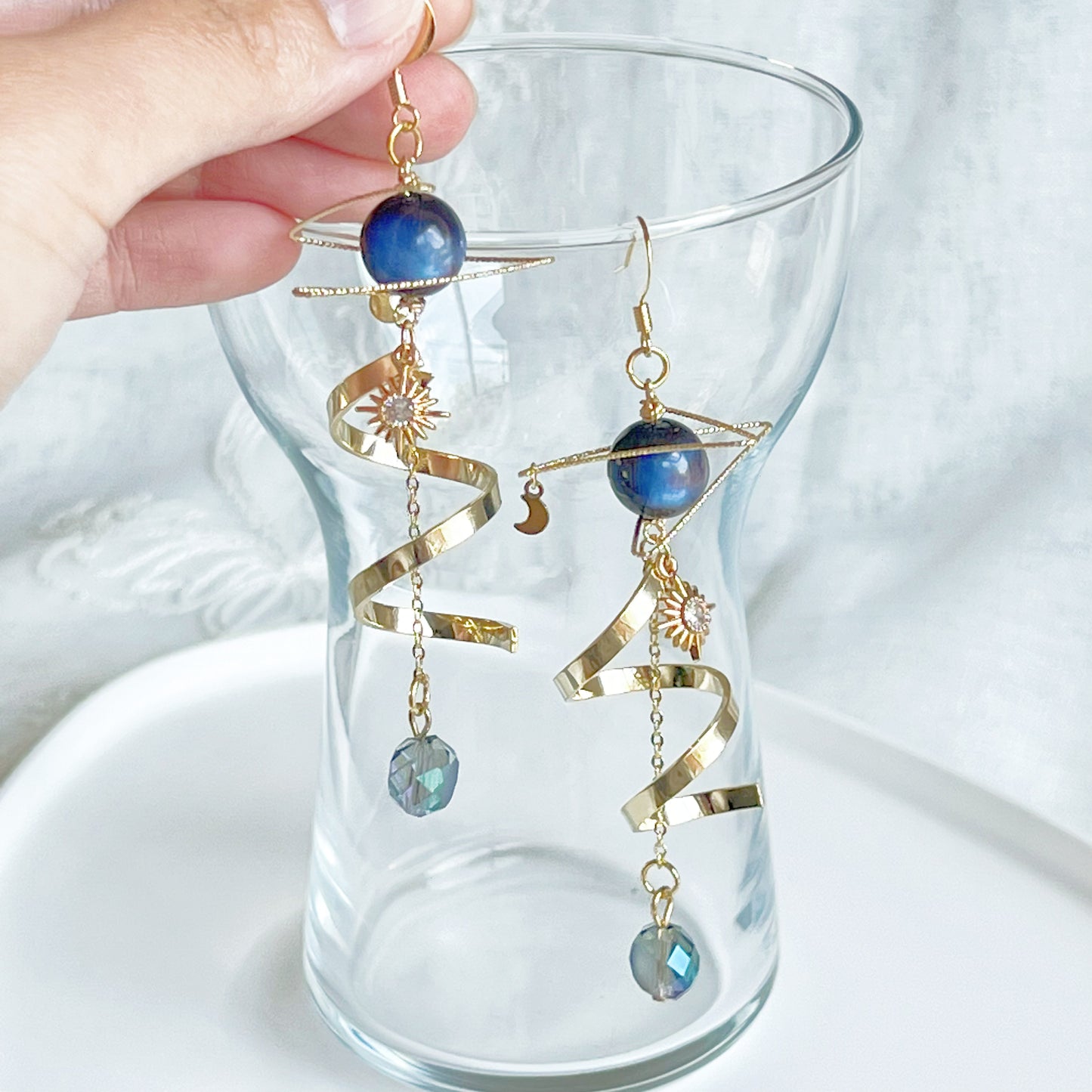 Blue Planet Shooting Star Drop Earrings-Ninaouity