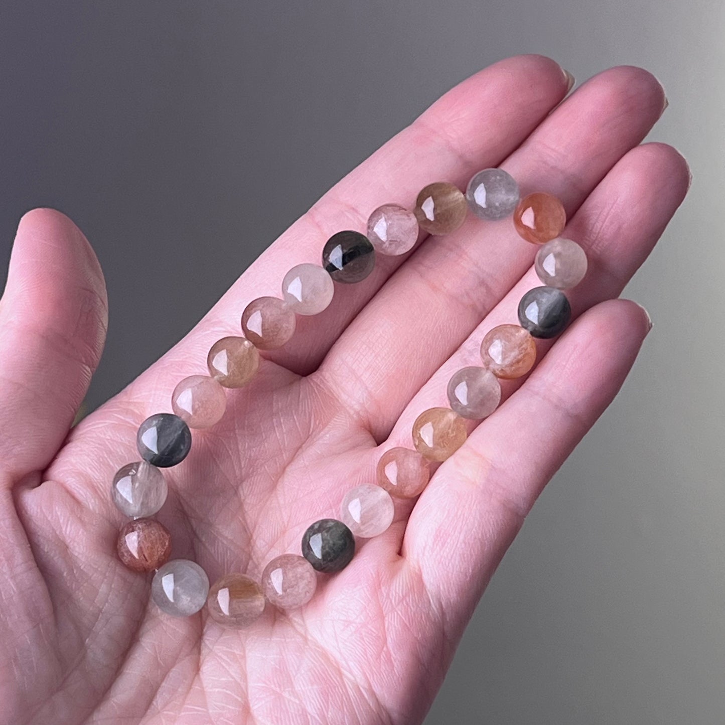 All Chakra Rainbow Rutilated Quartz Crystal Bead Bracelet-Ninaouity