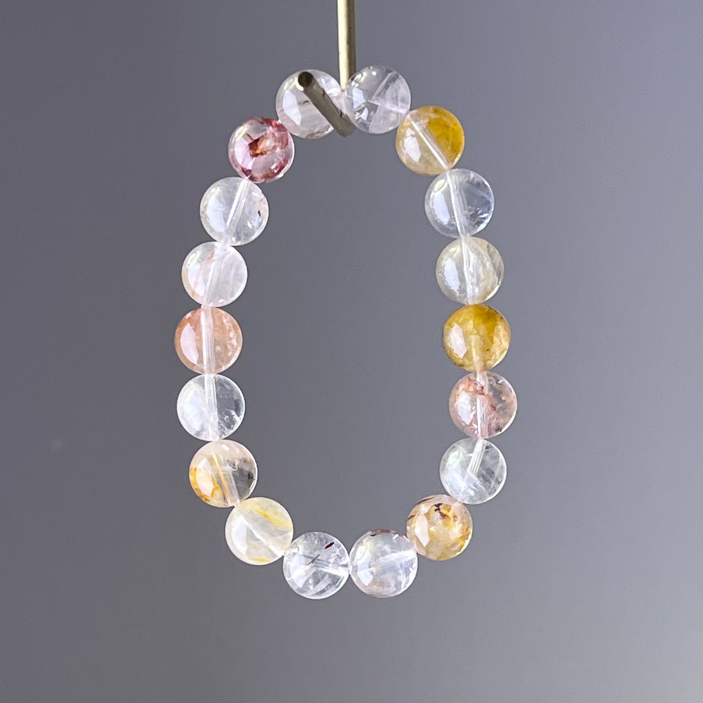 Root Chakra Hematoid Mixed Colour Fire Quartz Crystal Bead Bracelet-Ninaouity