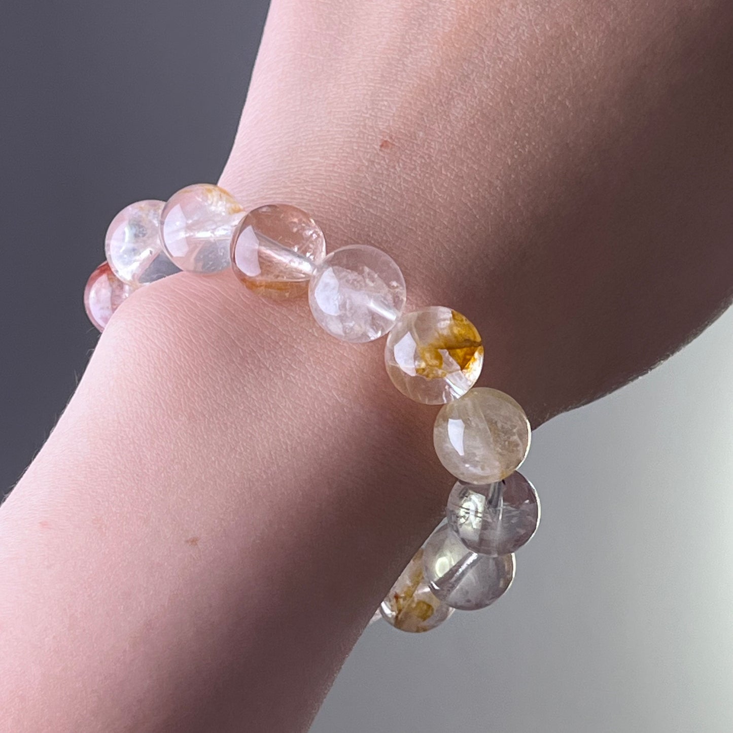 Root Chakra Hematoid Mixed Colour Fire Quartz Crystal Bead Bracelet-Ninaouity