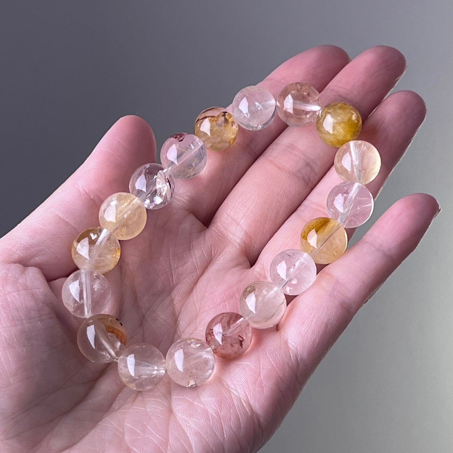 Root Chakra Hematoid Mixed Colour Fire Quartz Crystal Bead Bracelet-Ninaouity