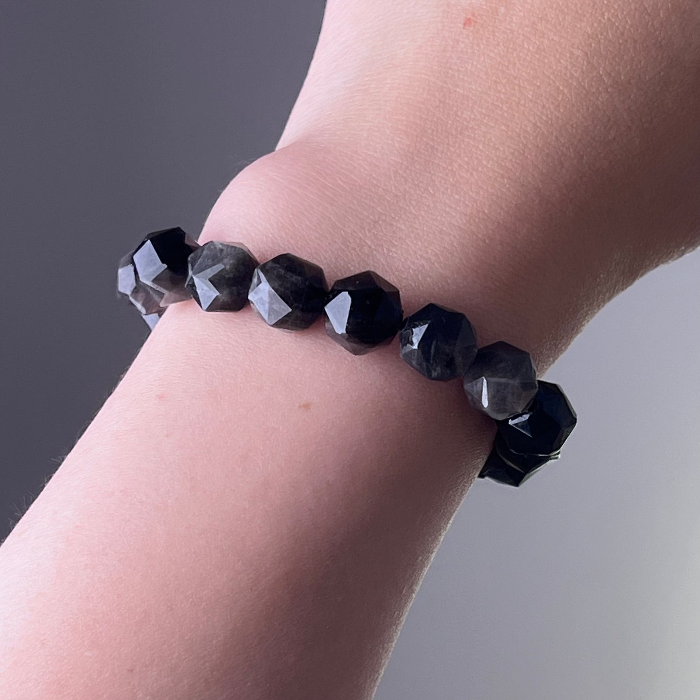 Third Eye Chakra Silver Sheen Obsidian Crystal Bracelet-Ninaouity