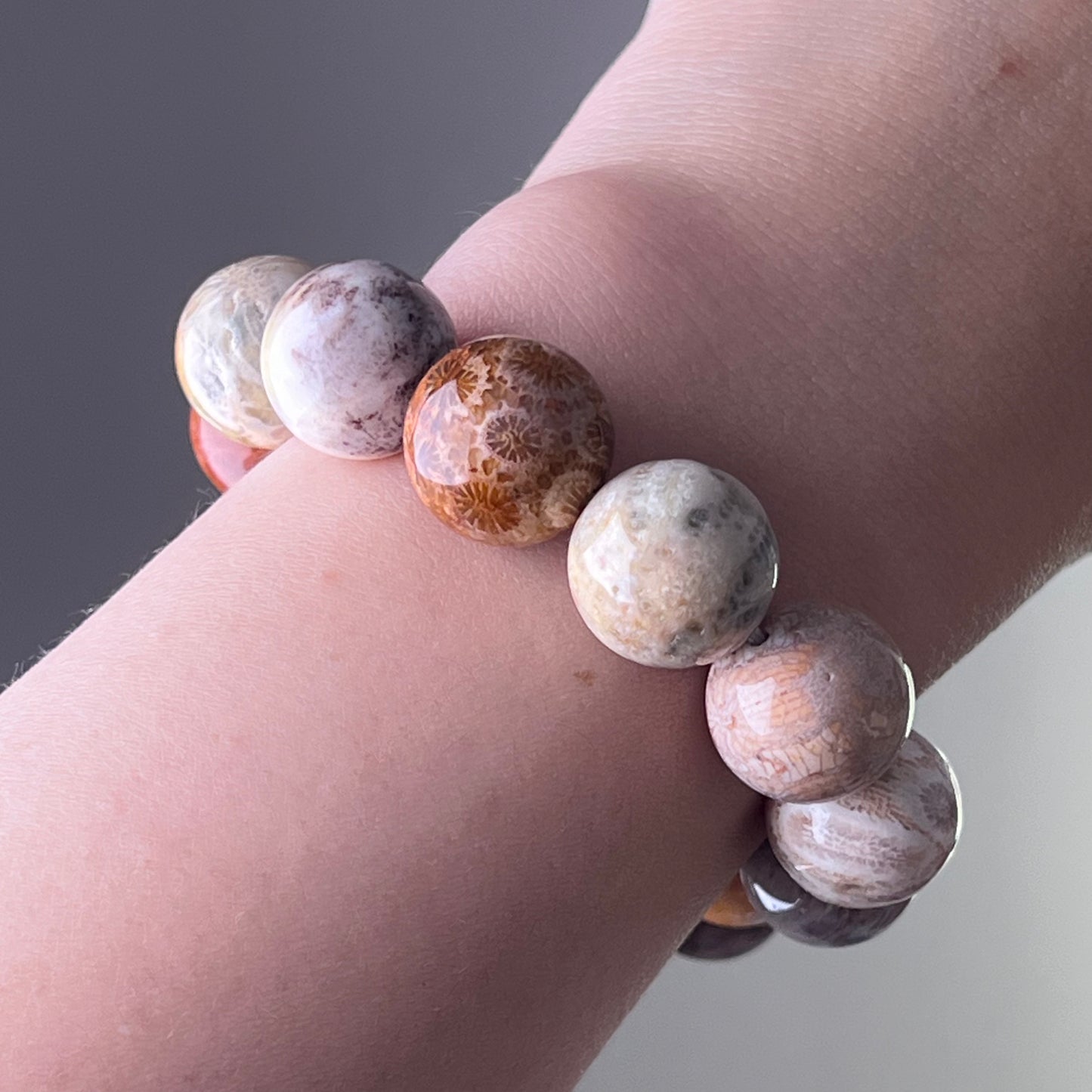 Root Chakra Large Coral Jade Crystal Bead Bracelet-Ninaouity