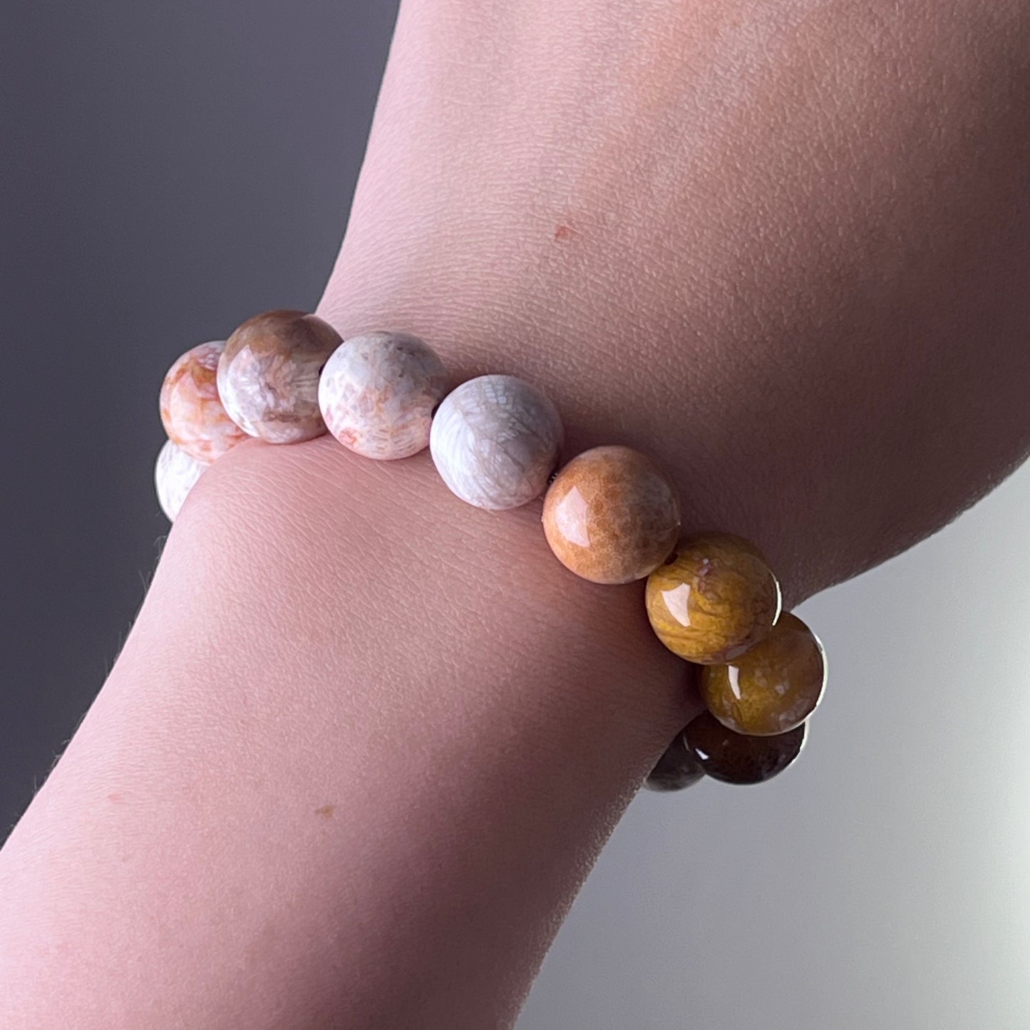 Root Chakra Coral Jade Crystal Bead Bracelet-Ninaouity