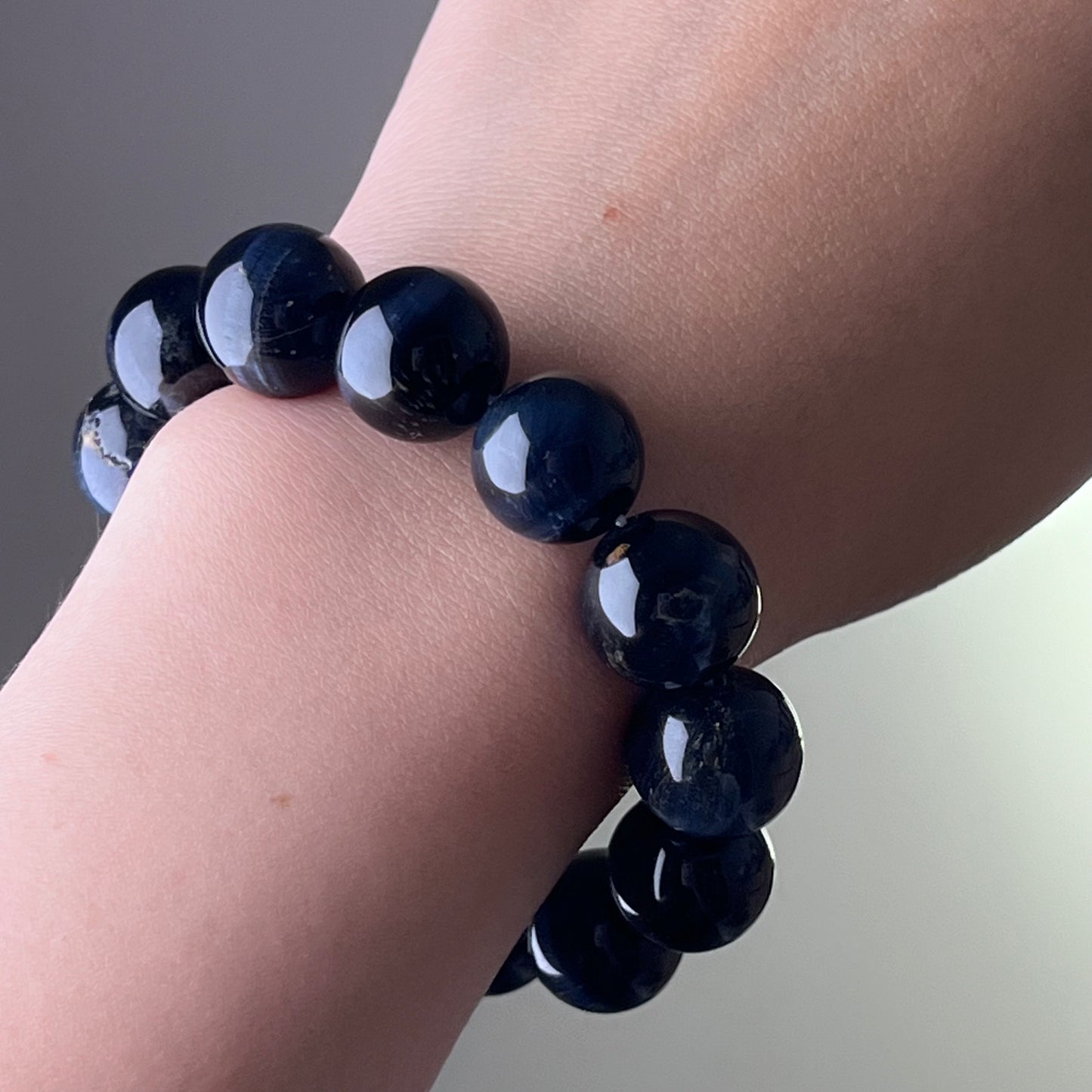 Throat Chakra Large Blue Tigers Eye Crystal Bead Bracelet-Ninaouity