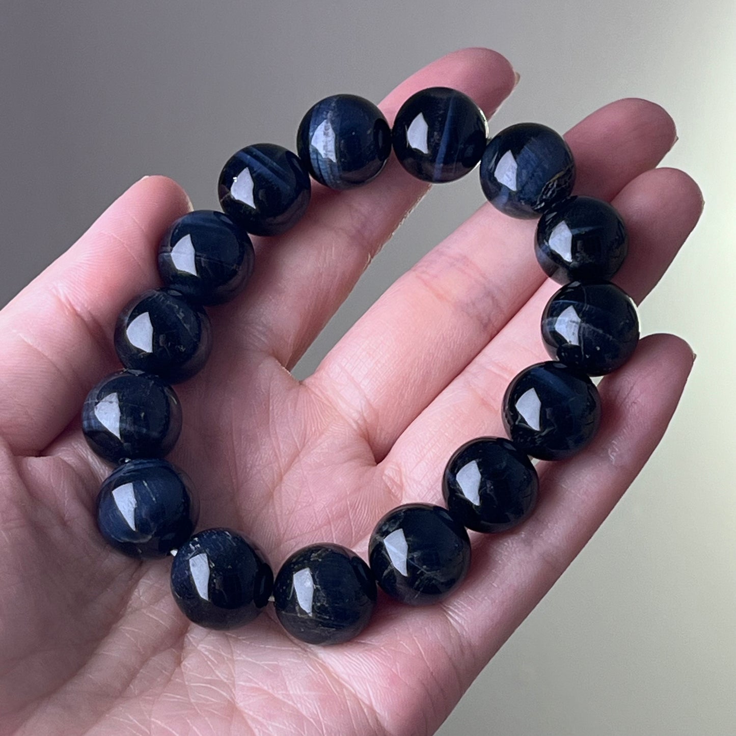 Throat Chakra Large Blue Tigers Eye Crystal Bead Bracelet-Ninaouity