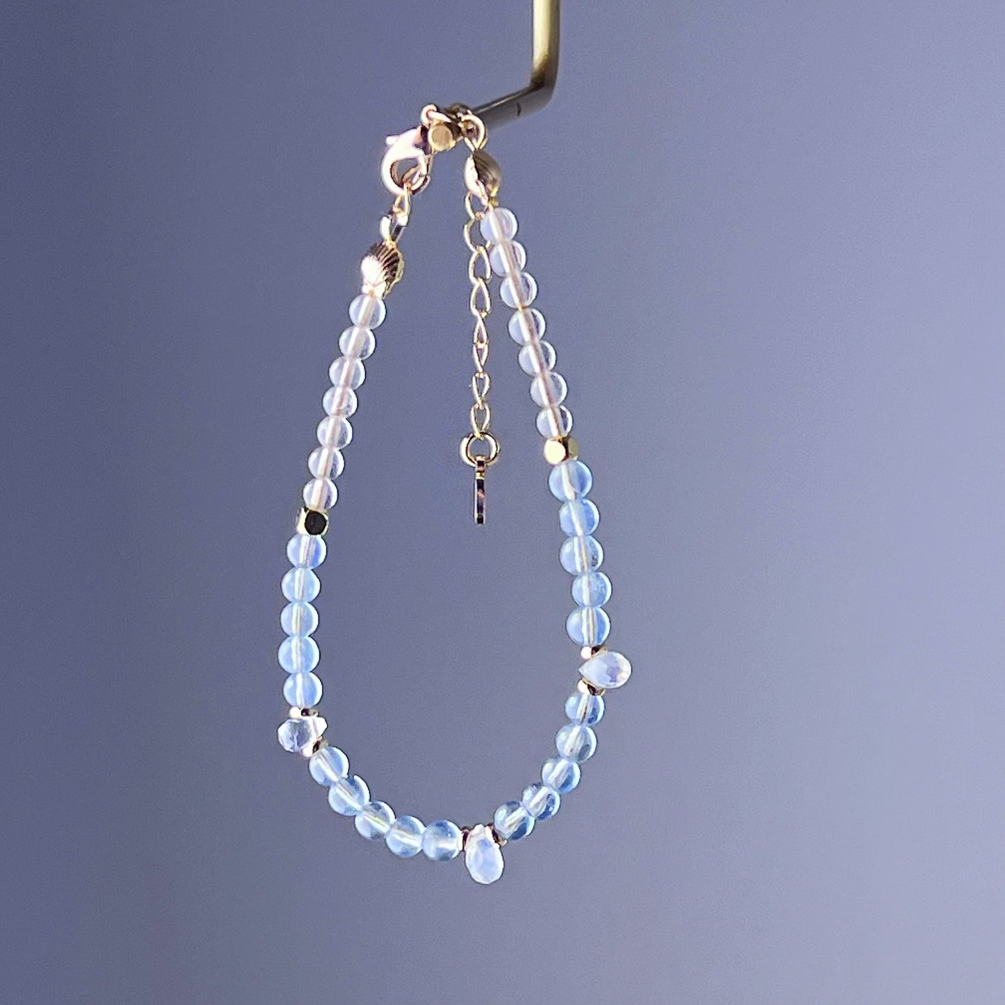 Aquamarine and Blue Moonstone Crystal Bracelet-Ninaouity