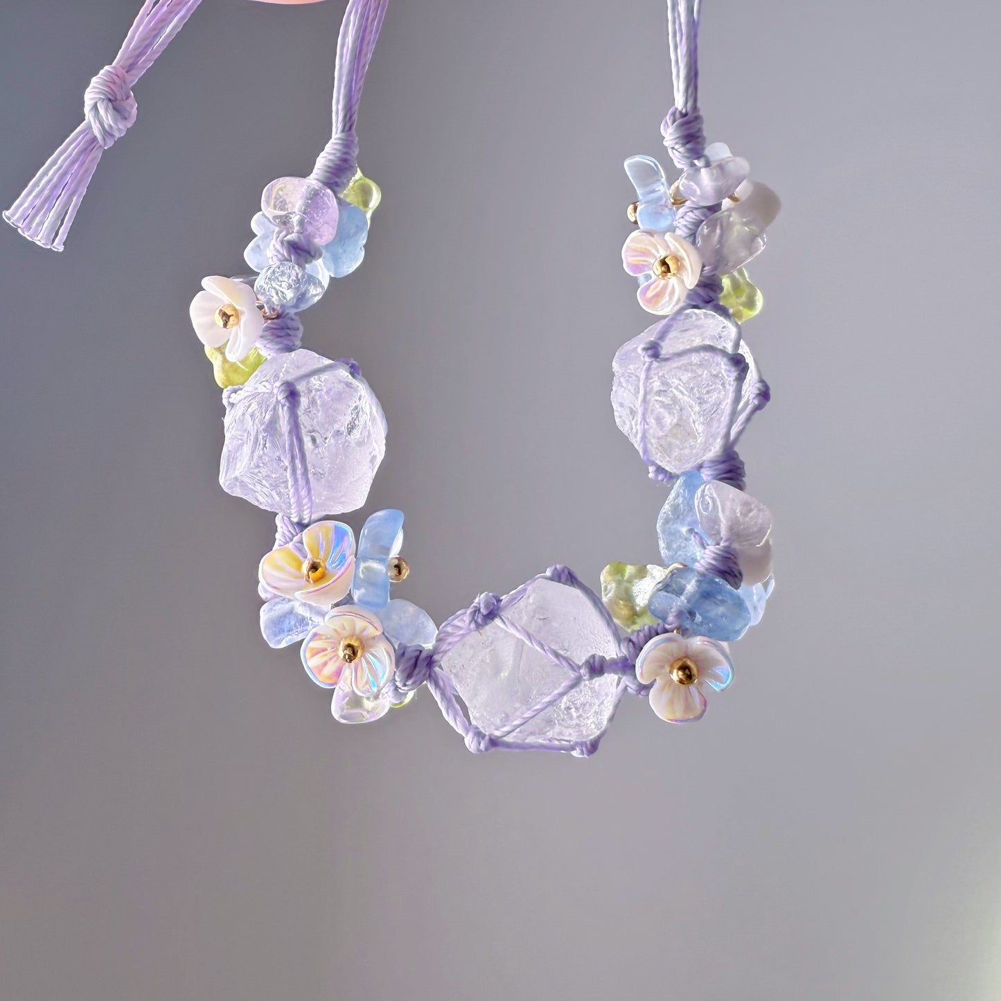 Quartzberry - Crown Chakra Purple Amethyst Crystal Handmade Macrame Bracelet