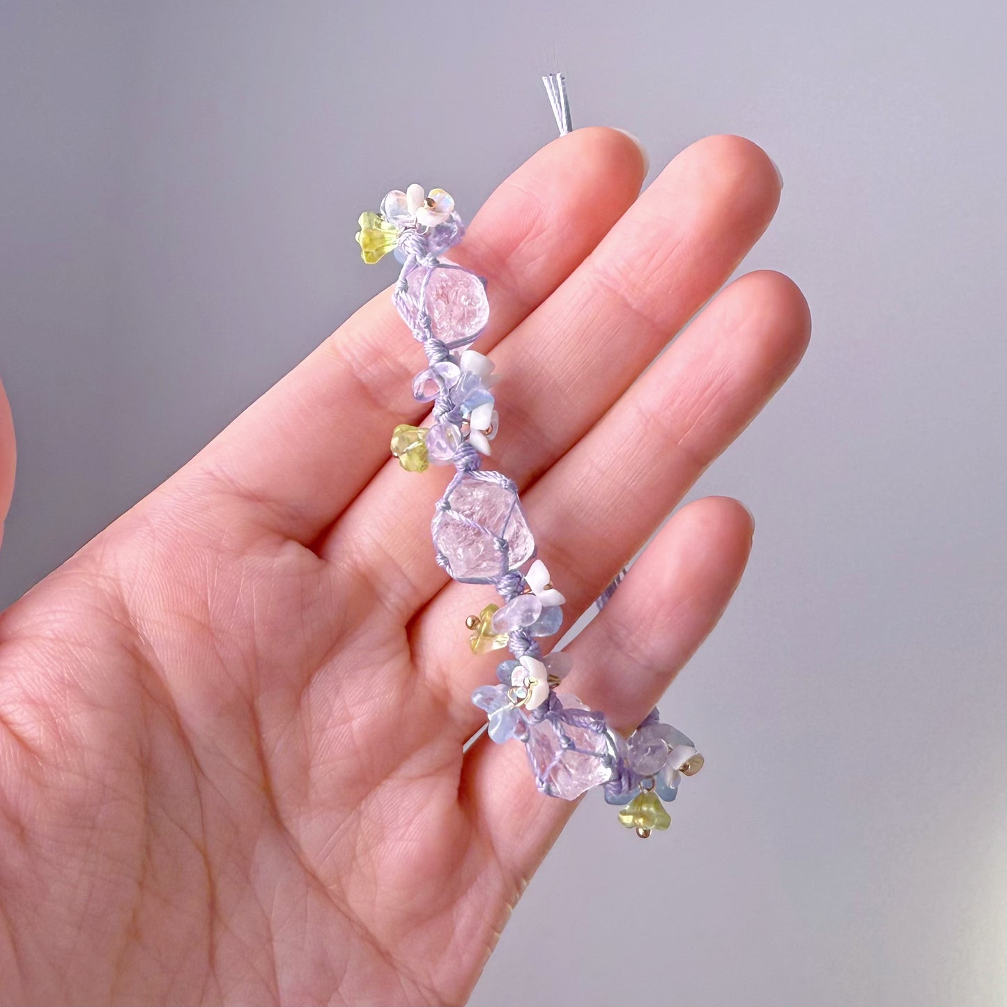 Quartzberry - Crown Chakra Purple Amethyst Crystal Handmade Macrame Bracelet