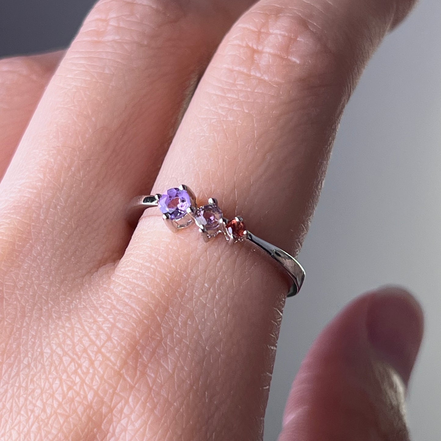 Natural Crystal Three Squares Gemstones Silver Ring-Ninaouity