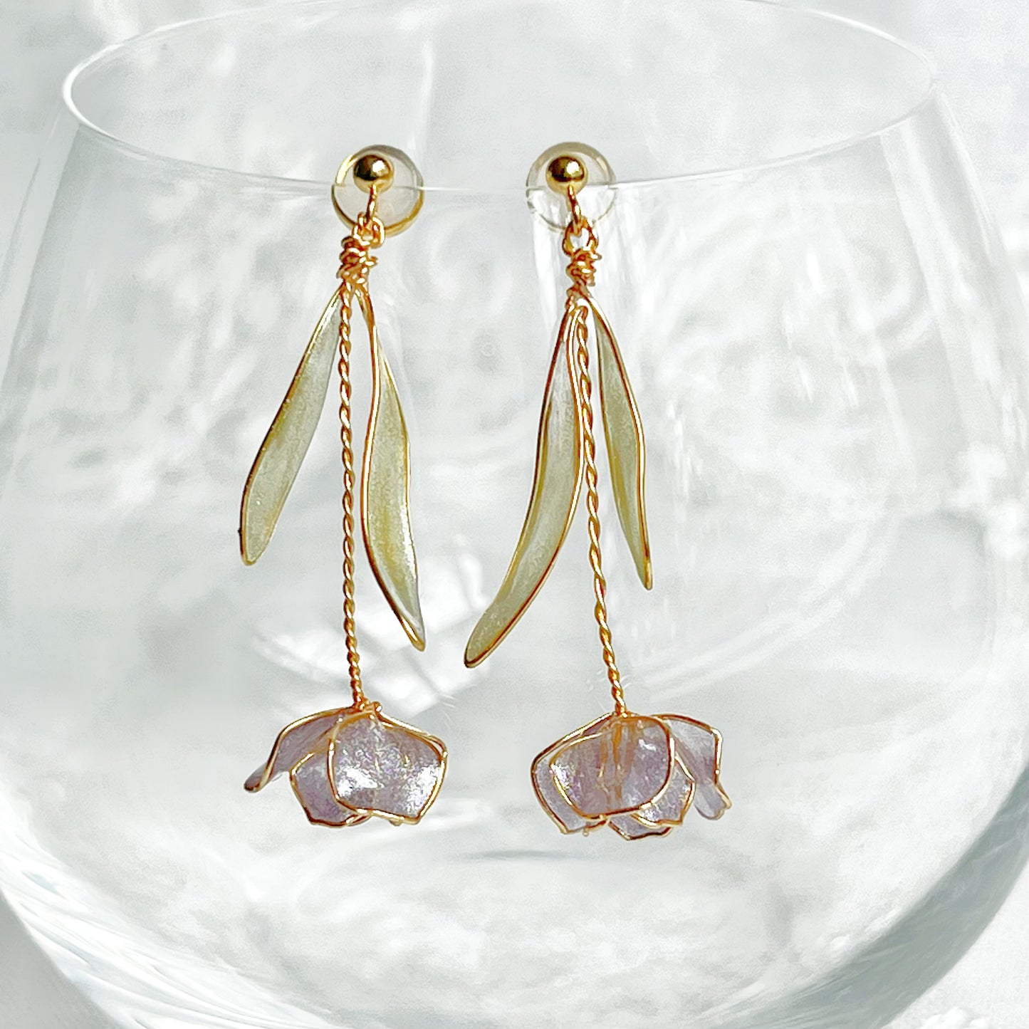 Handmade Purple Tulip Flower Earrings-Ninaouity