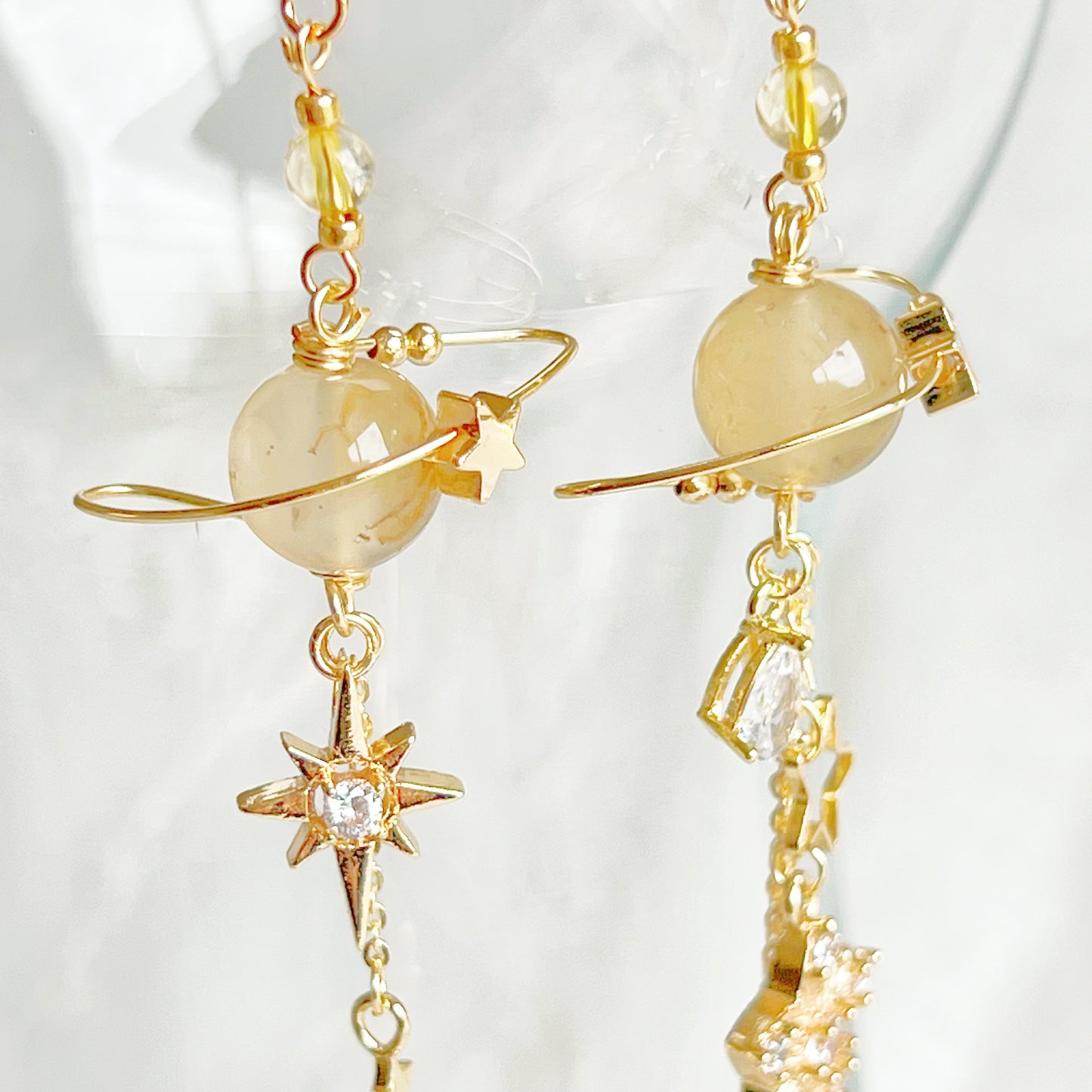 Phantom Quartz Planet and Star Earrings-Ninaouity