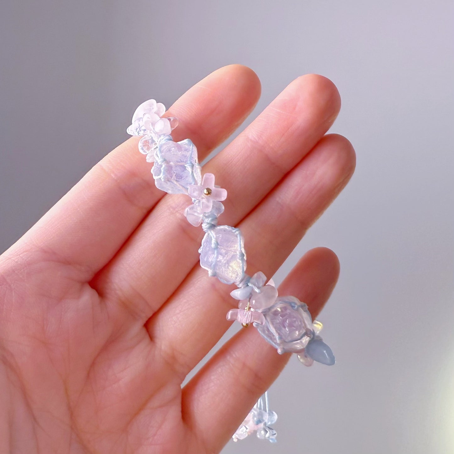 Quartzberry - Crown Chakra Lavender Amethyst Handmade Macrame Crystal Bracelet