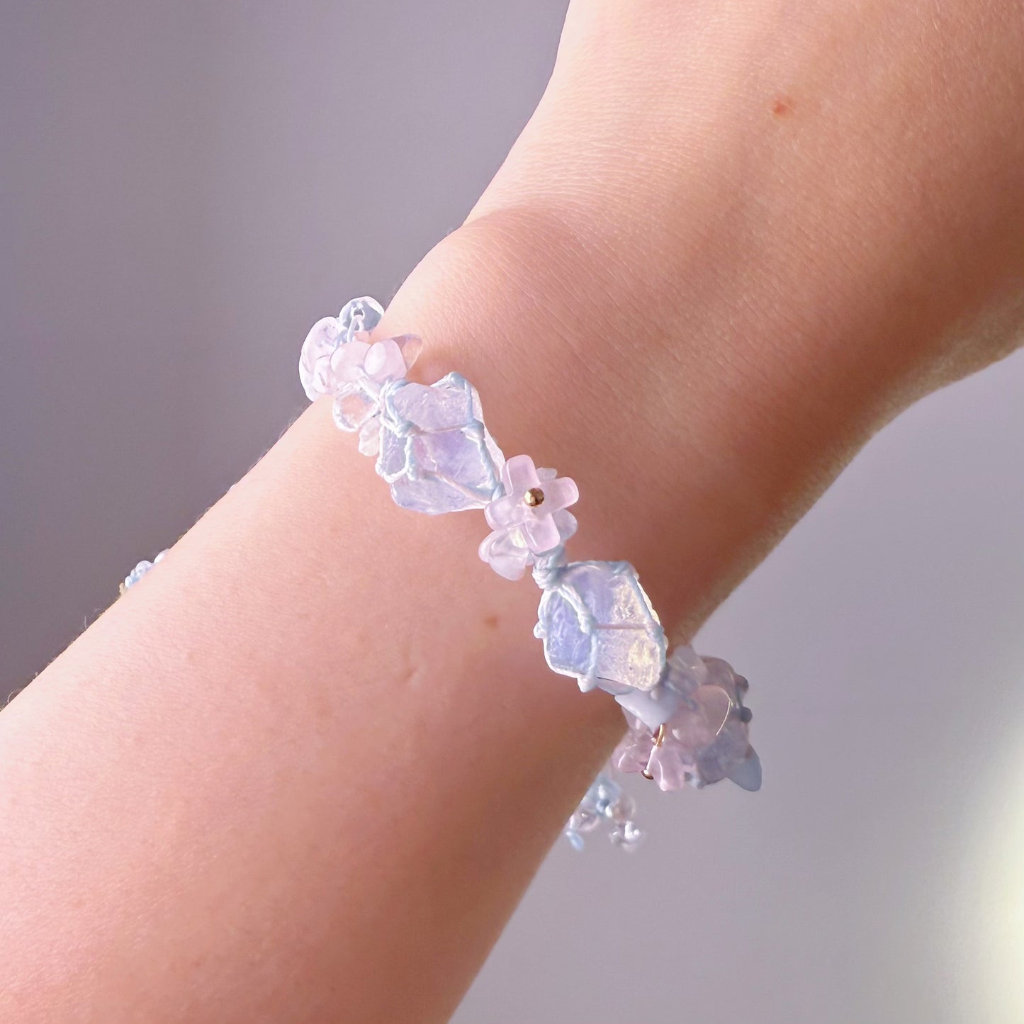 Quartzberry - Crown Chakra Lavender Amethyst Handmade Macrame Crystal Bracelet