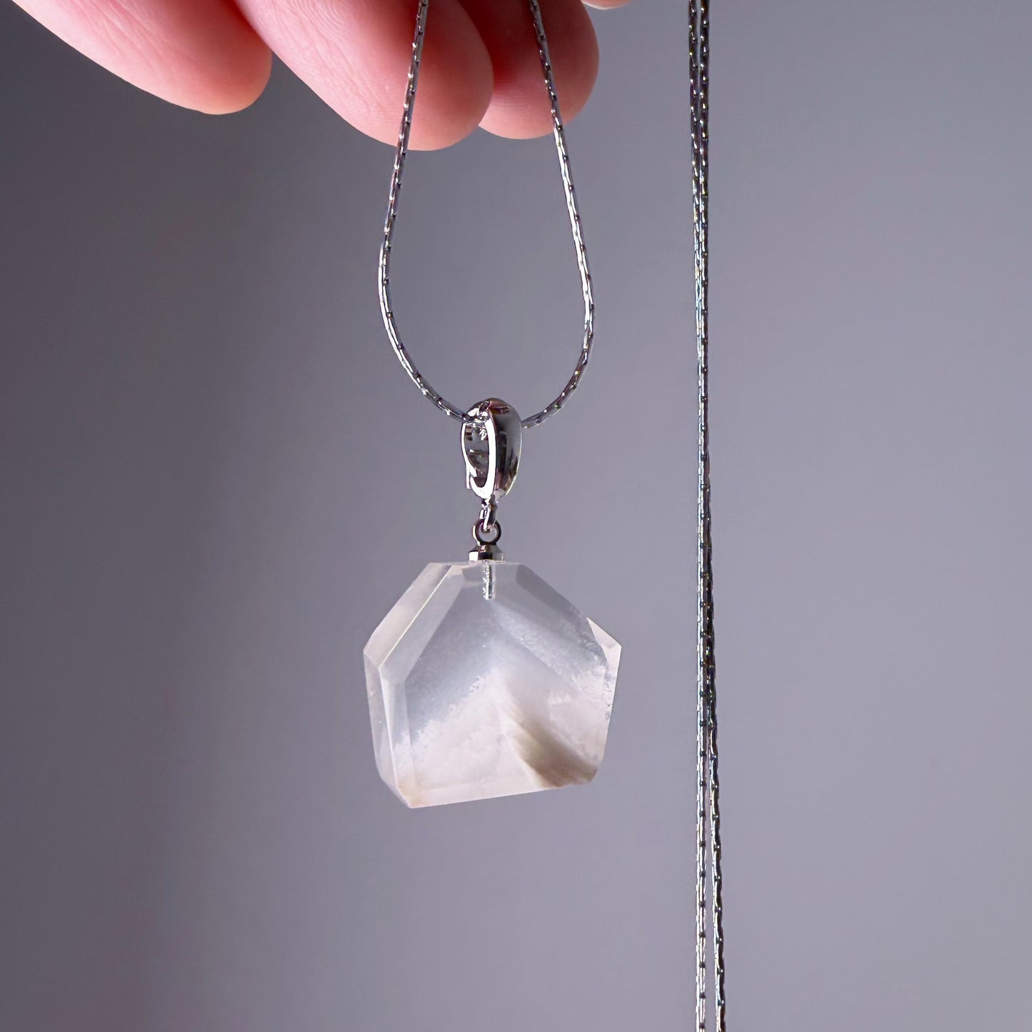 Quartzberry - Natural White Snow Mountain Phantom Quartz Crystal Necklace - One-of-a-kind