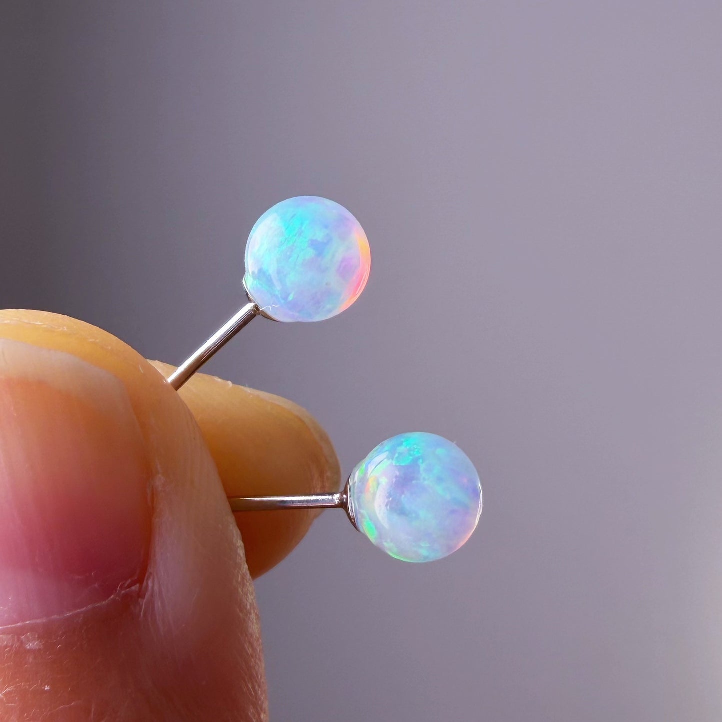 Quartzberry - Lab Grown White Opal Stud Earrings