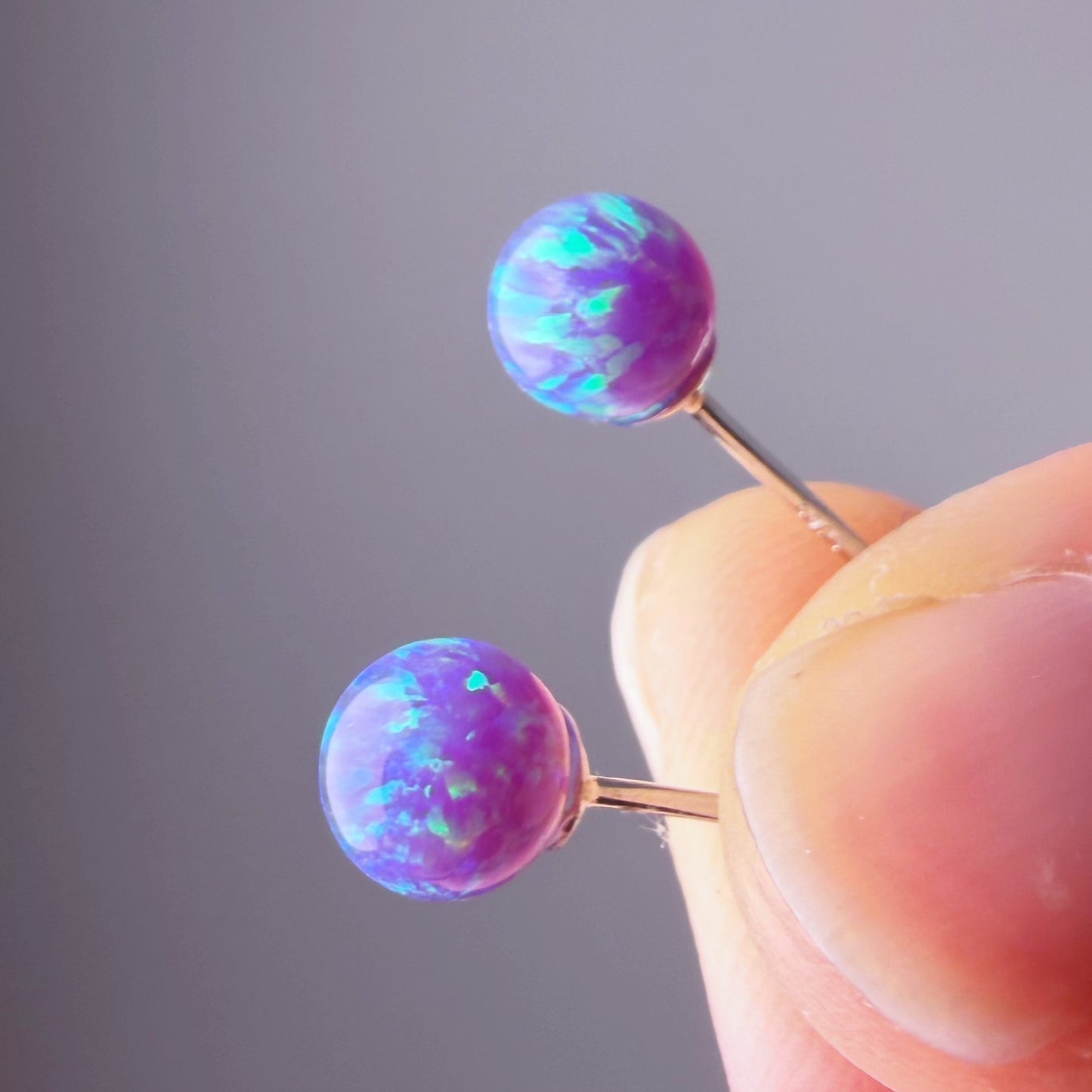 Quartzberry - Lab Grown Purple Opal Stud Earrings