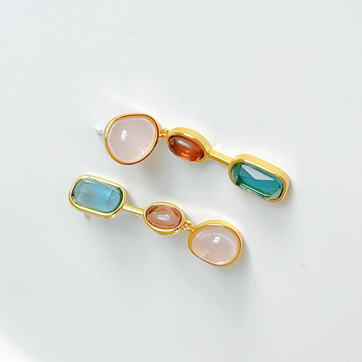 Rose Quartz Crystal Drop Earrings-Ninaouity