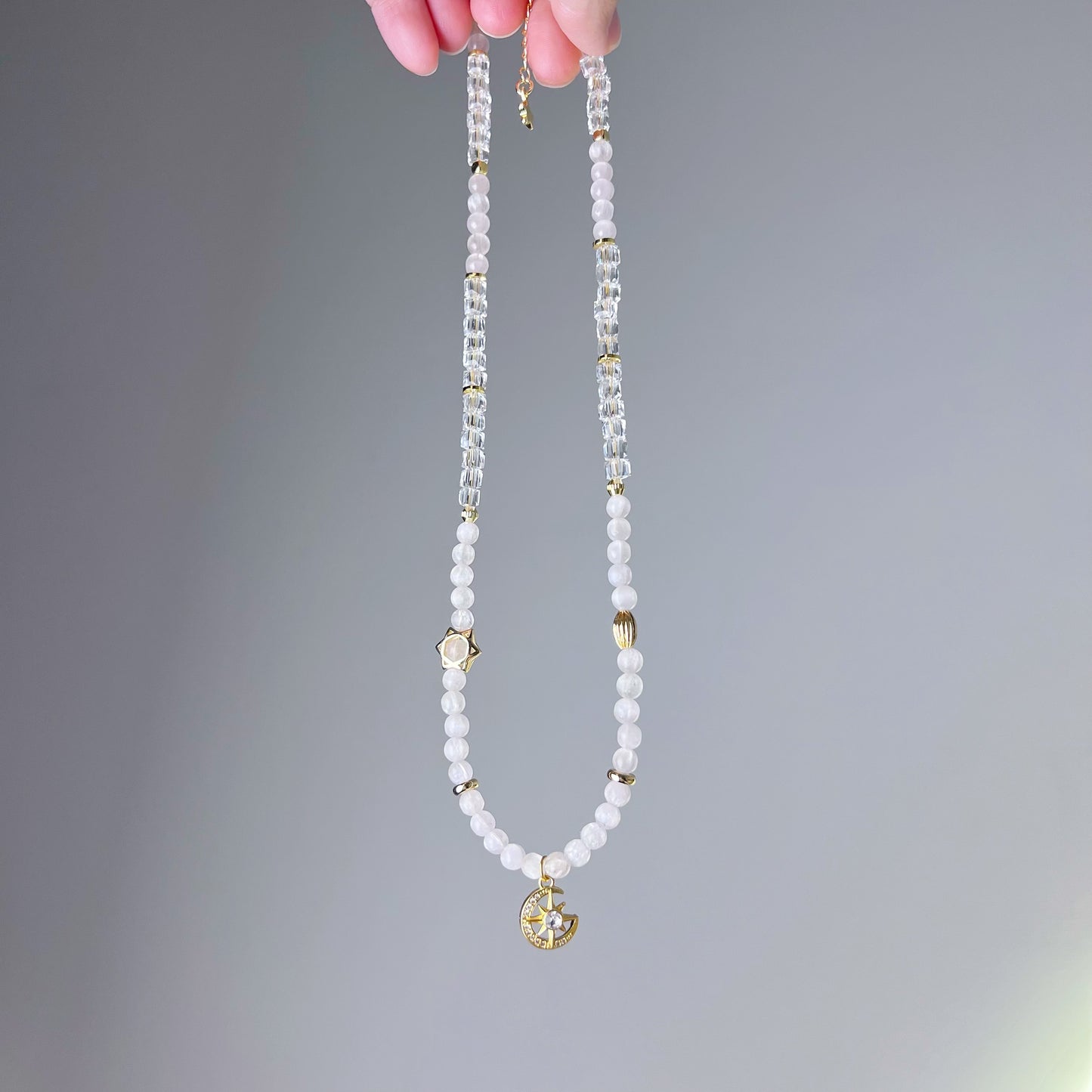 Light Purple Kunzite Crystal with Celestial Pendant Necklace-Ninaouity