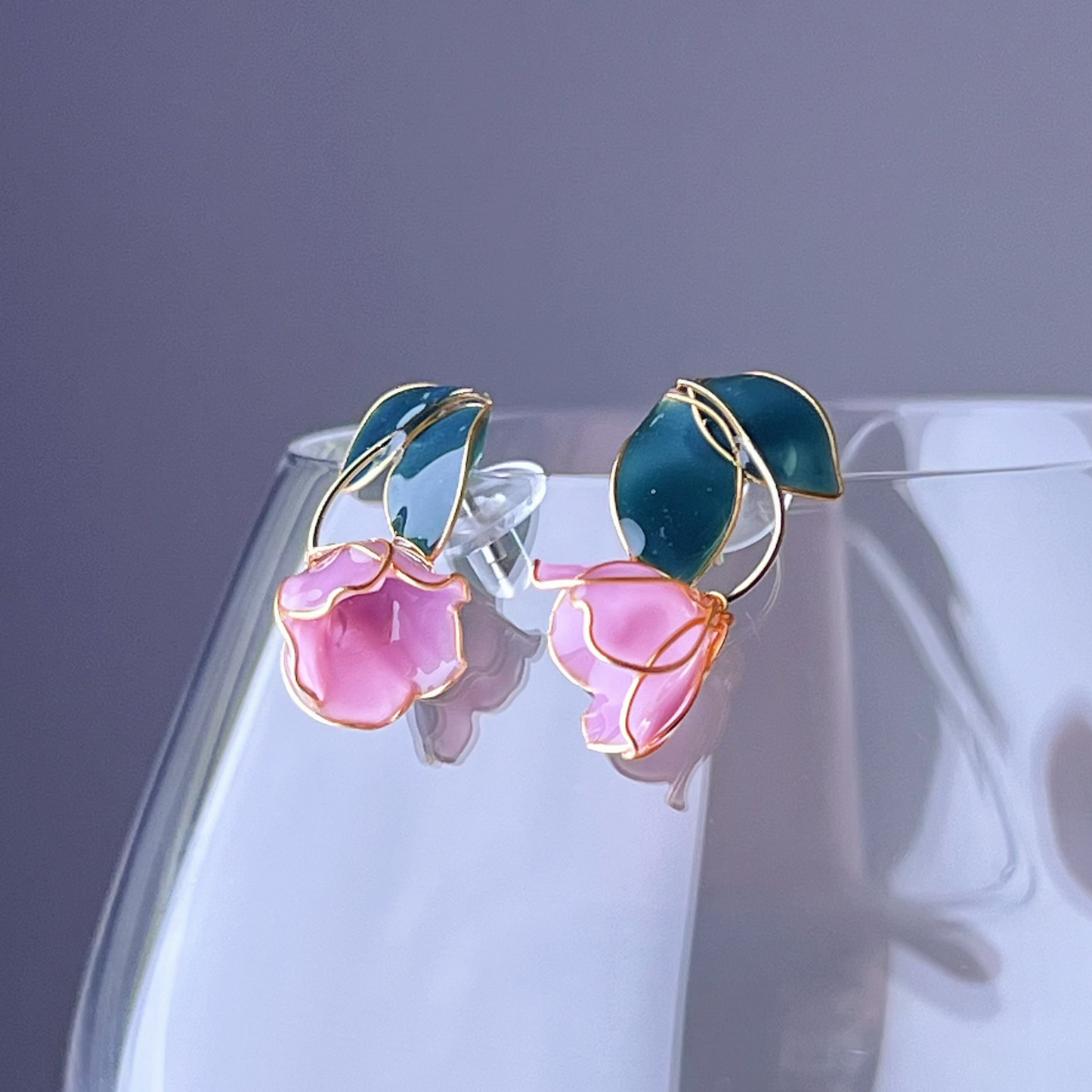 Handmade Purple Tulips Flower Earrings-Ninaouity