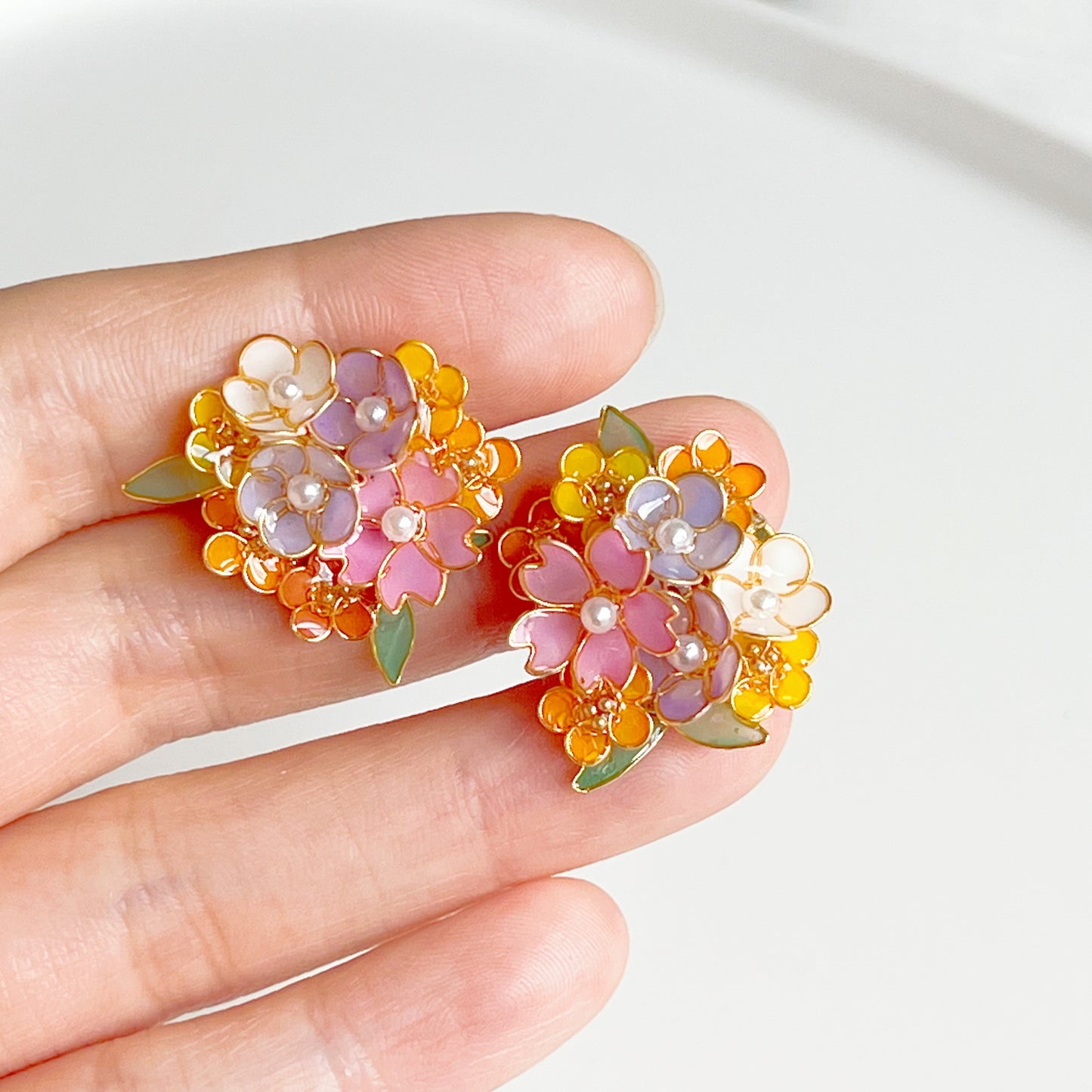 Handmade Summer Flower Bouquet Earrings-Ninaouity