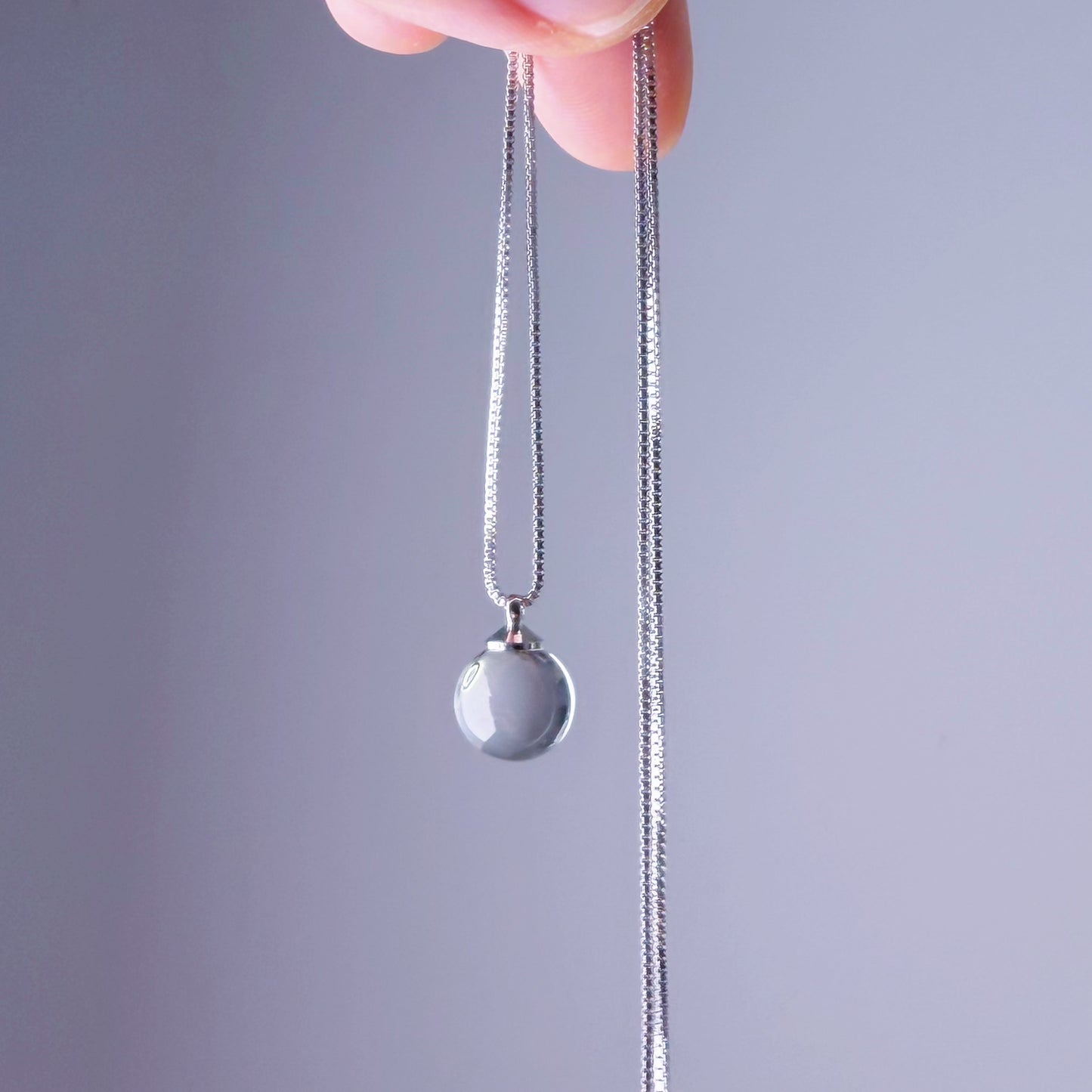Handmade Natural Clear Quartz Mini Globe Bubble Pendant Necklace
