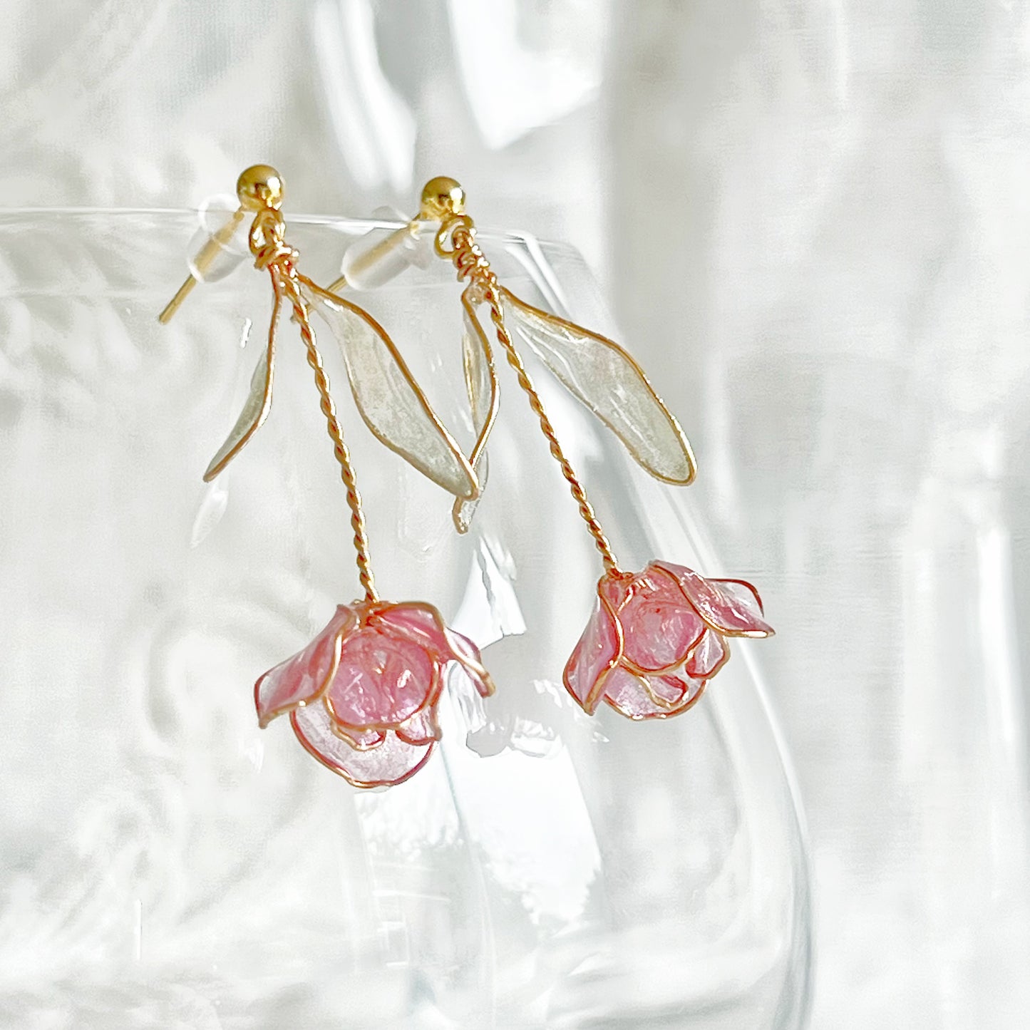 Handmade Dark Pink Tulips Flower Earrings-Ninaouity