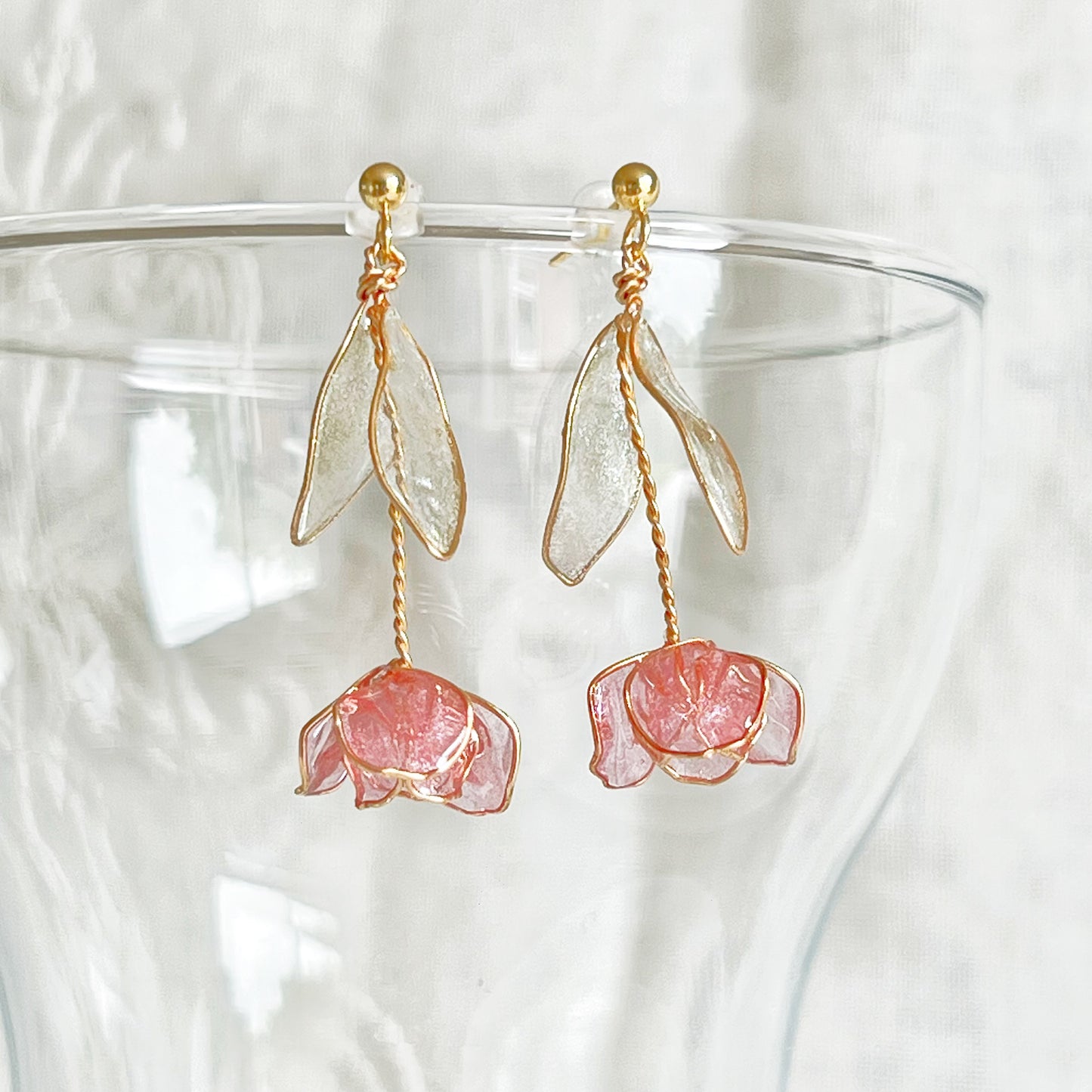 Handmade Dark Pink Tulips Flower Earrings-Ninaouity
