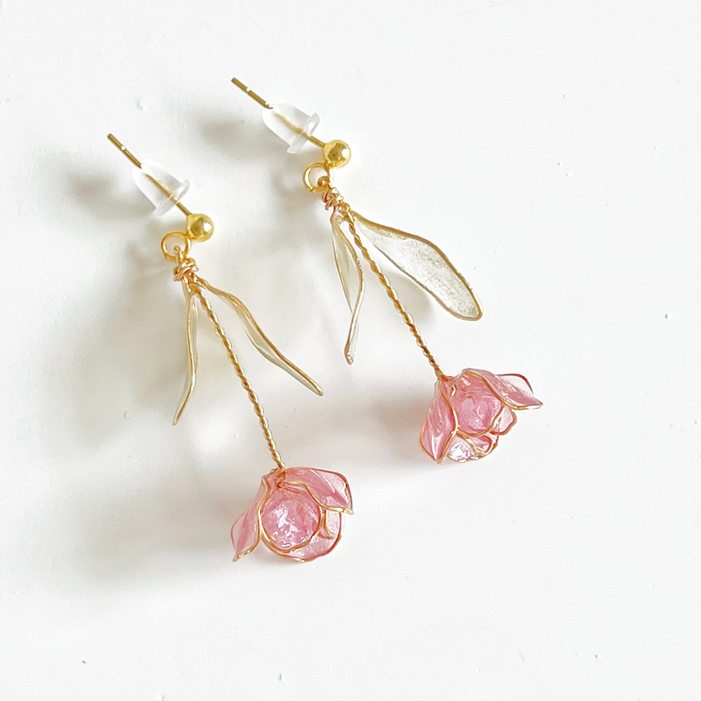Handmade Dark Pink Tulips Flower Earrings-Ninaouity