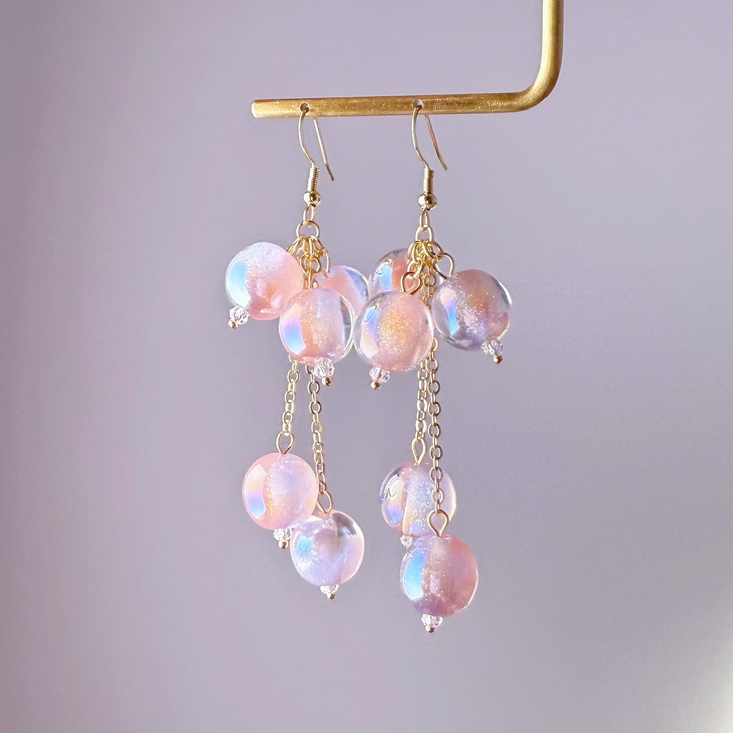 Handmade Bubble Gum Earrings - Colour Change under Sun from Pink to Purple