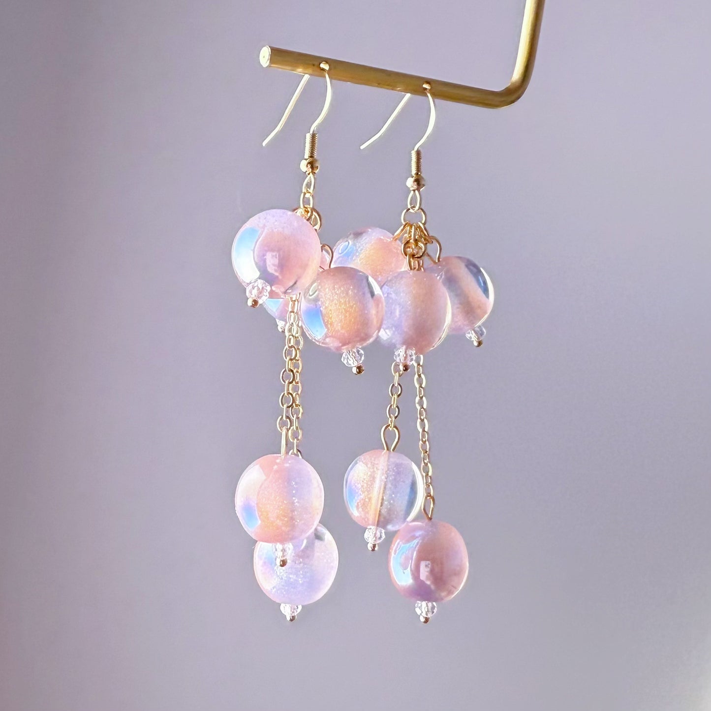Handmade Bubble Gum Earrings - Colour Change under Sun from Pink to Purple