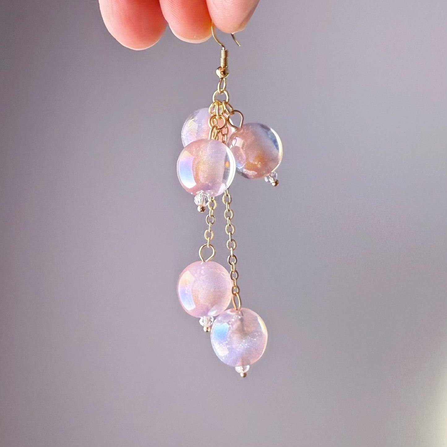 Handmade Bubble Gum Earrings - Colour Change under Sun from Pink to Purple
