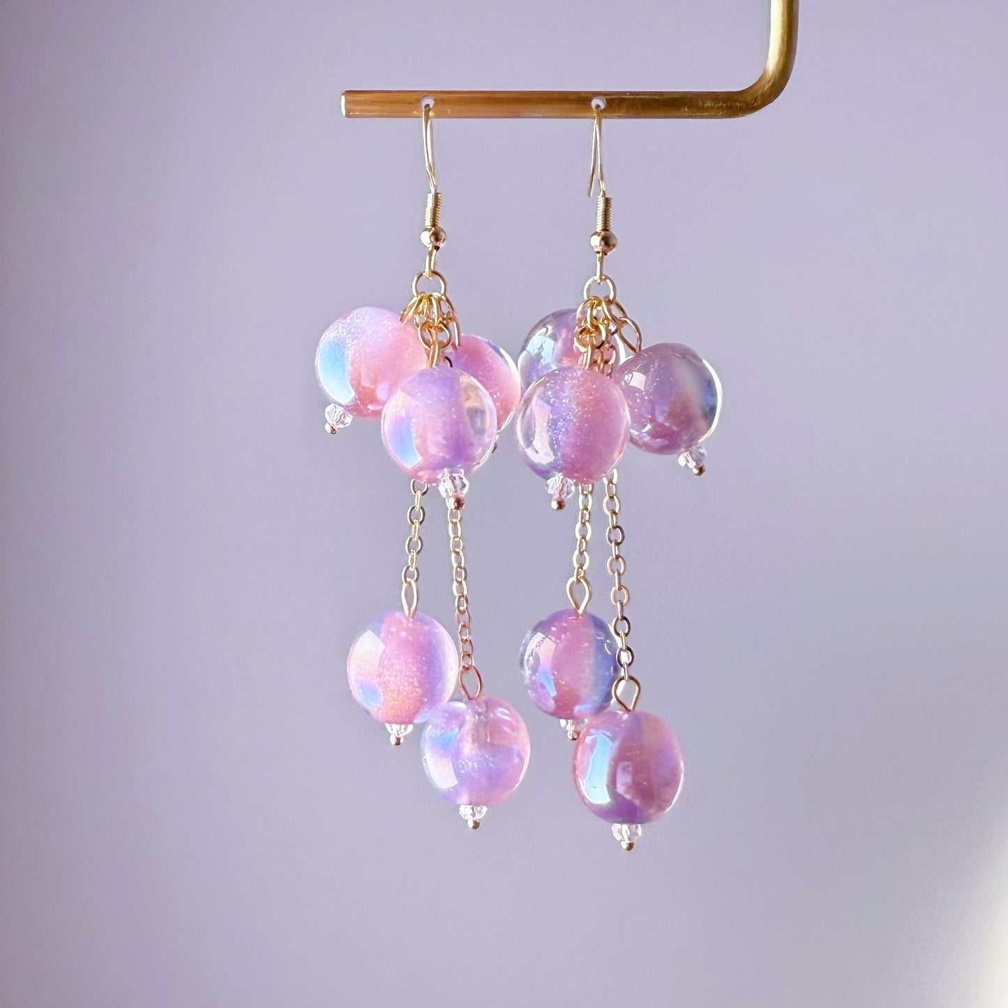 Handmade Bubble Gum Earrings - Colour Change under Sun from Pink to Purple