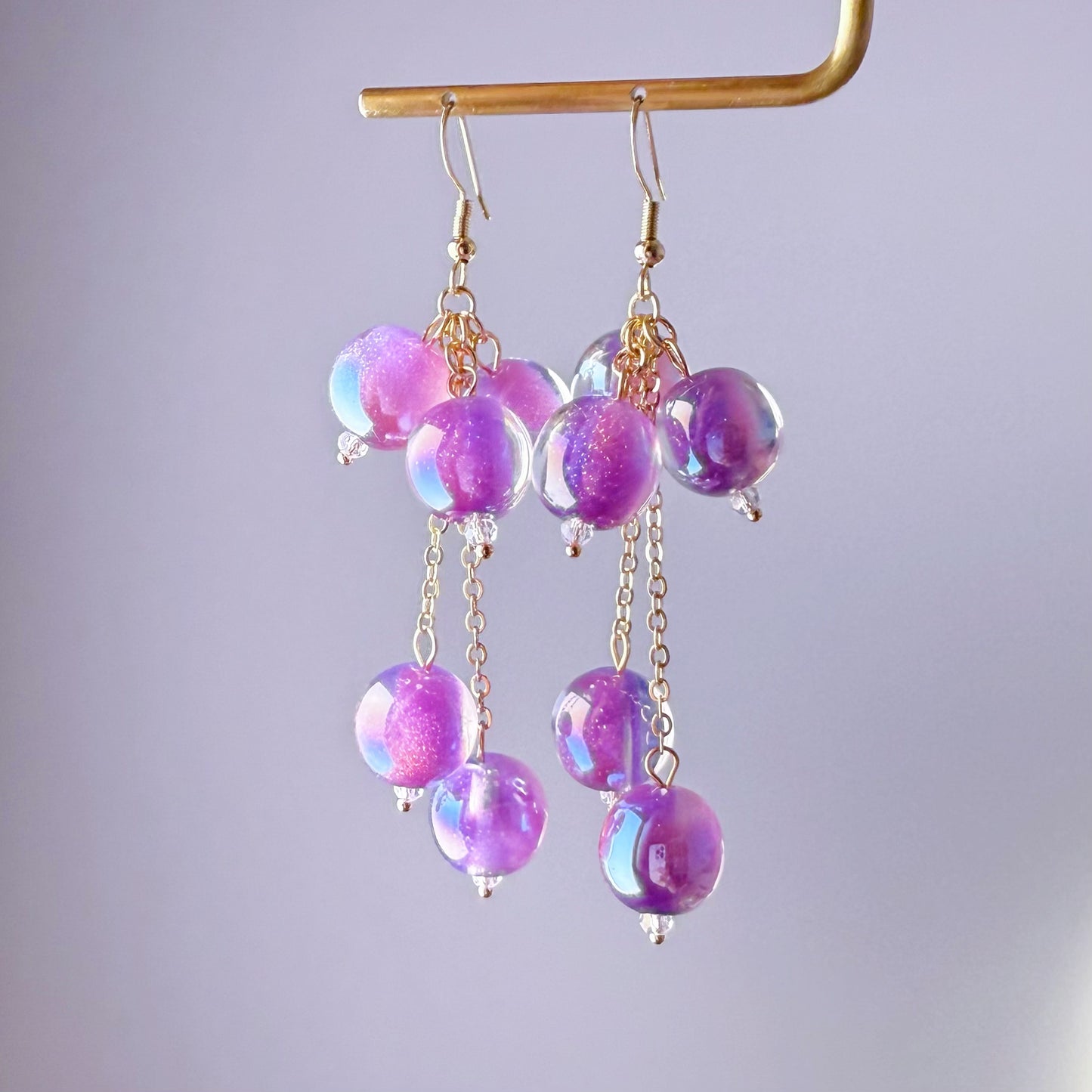Handmade Bubble Gum Earrings - Colour Change under Sun from Pink to Purple