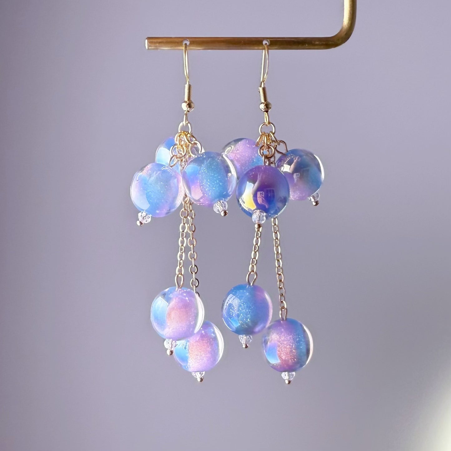 Handmade Blue Bubble Gum Silver Earrings