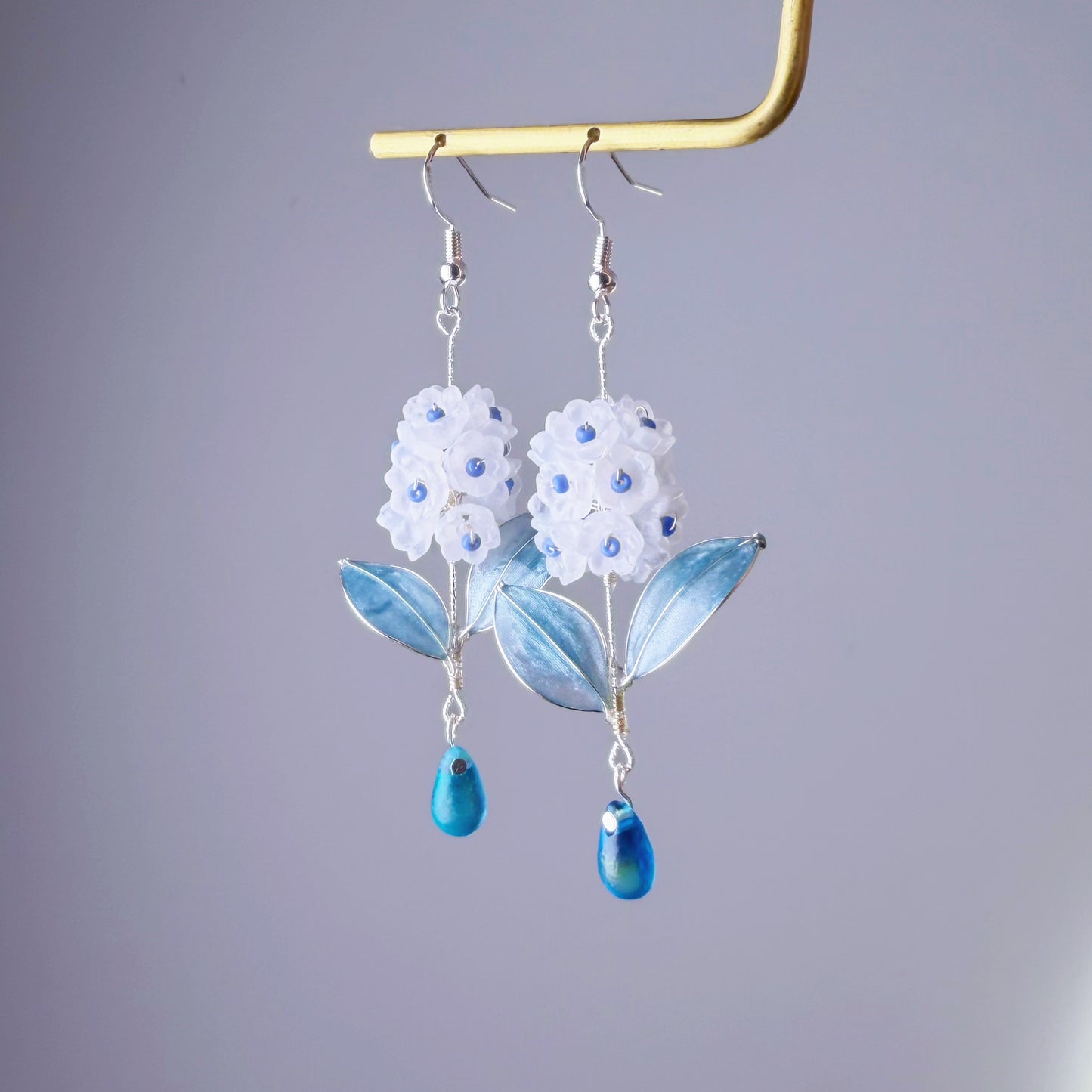 Handmade White Hydrangeas Annabelle Flowers Earrings