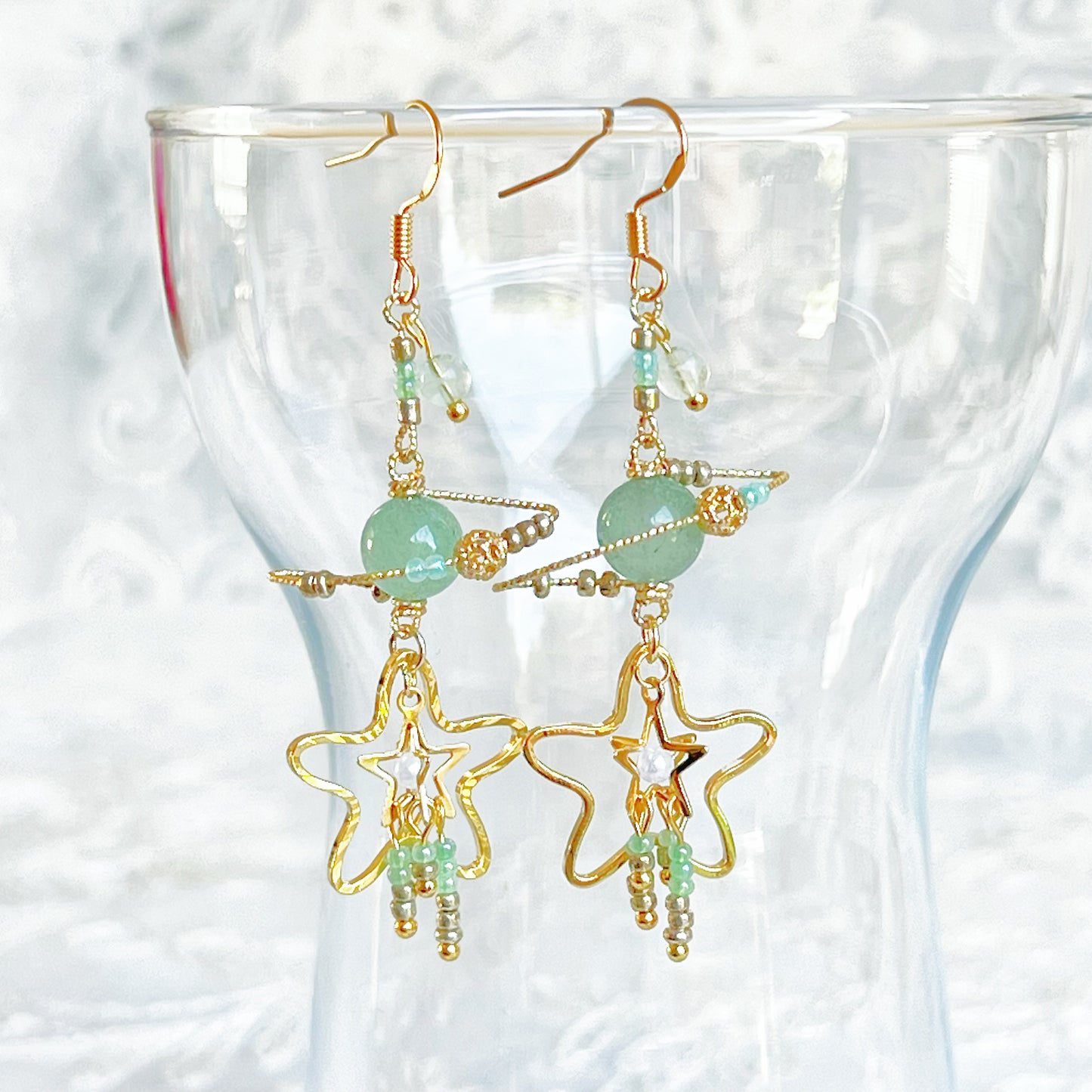 Jade Planet Stars Earrings-Ninaouity
