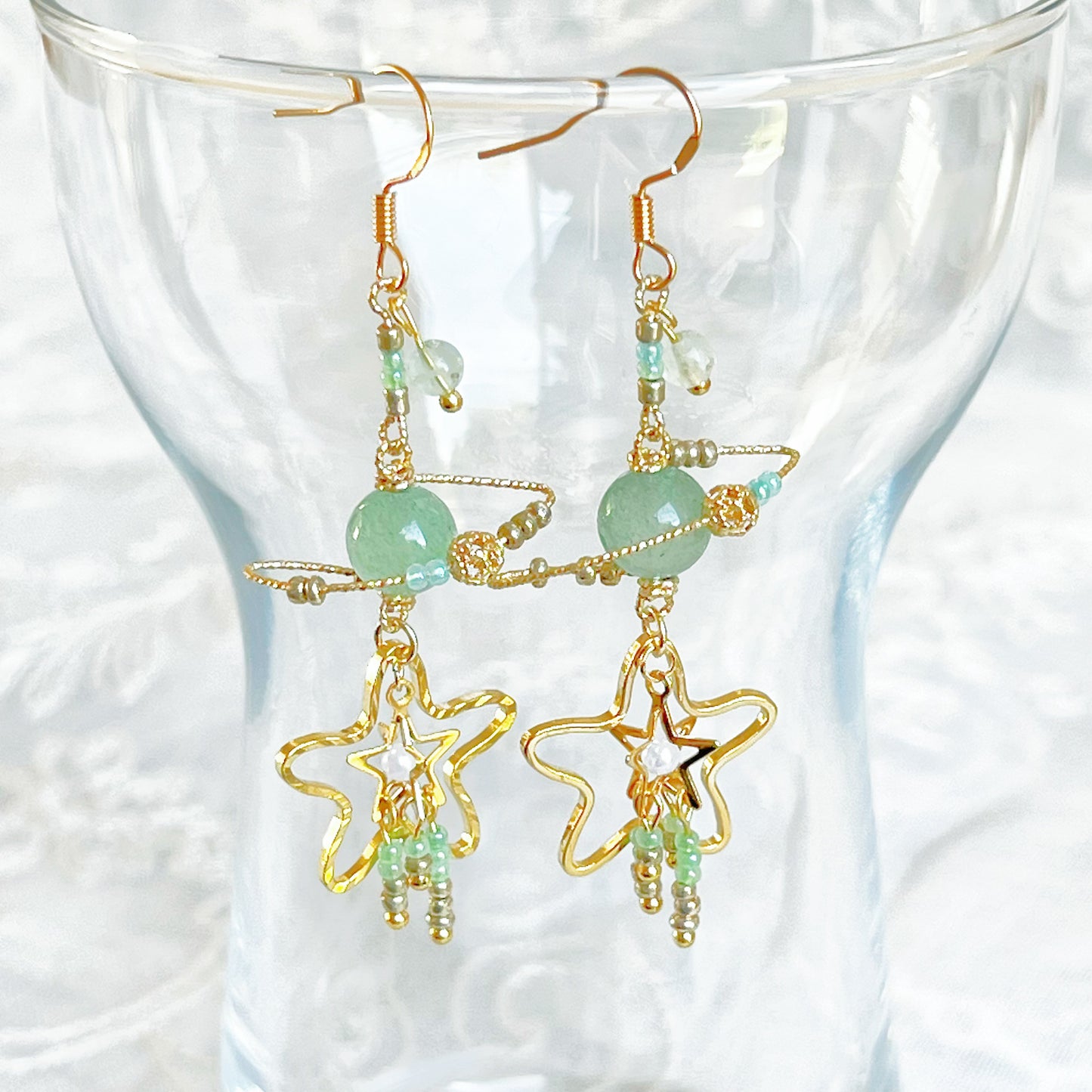 Jade Planet Stars Earrings-Ninaouity