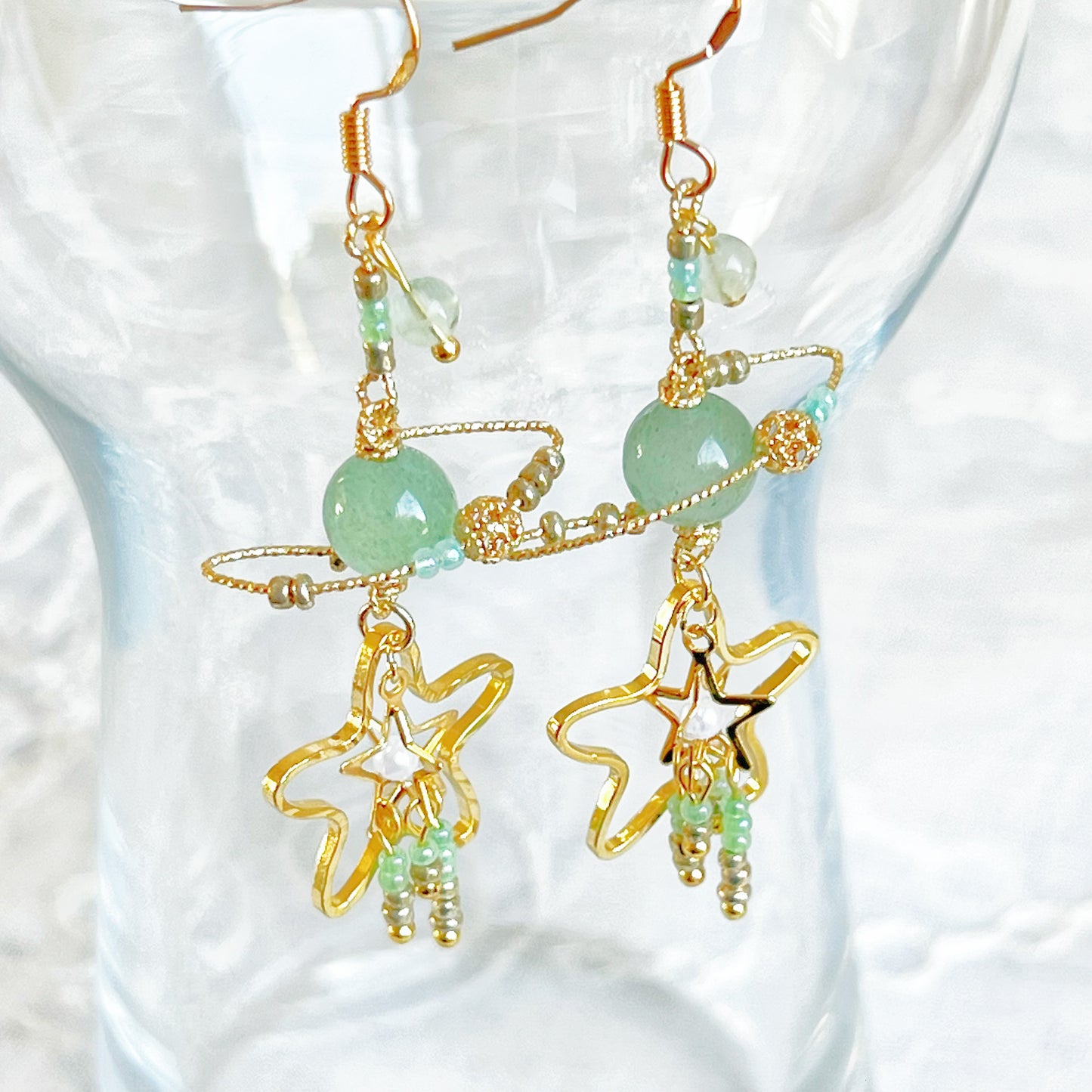 Jade Planet Stars Earrings-Ninaouity