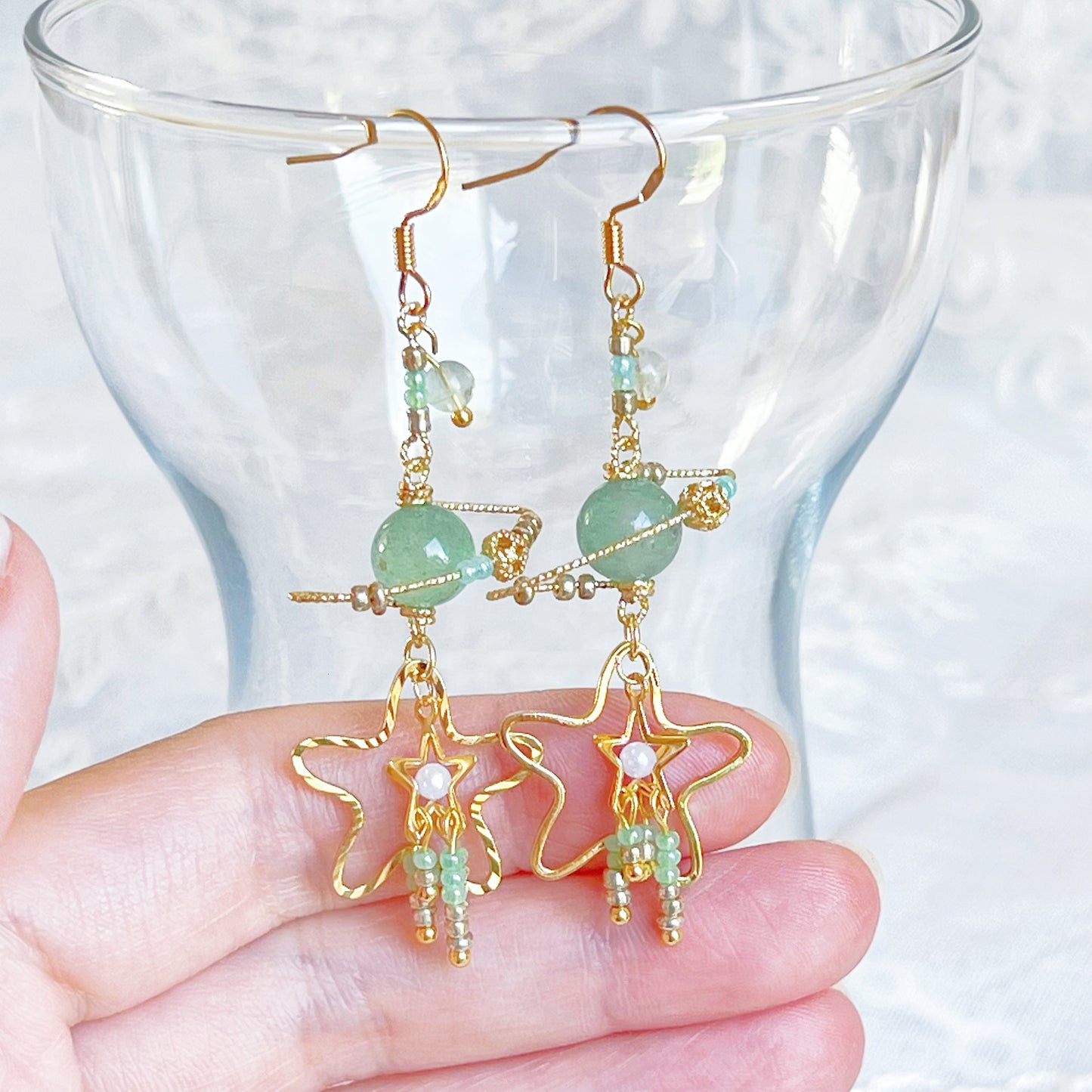 Jade Planet Stars Earrings-Ninaouity