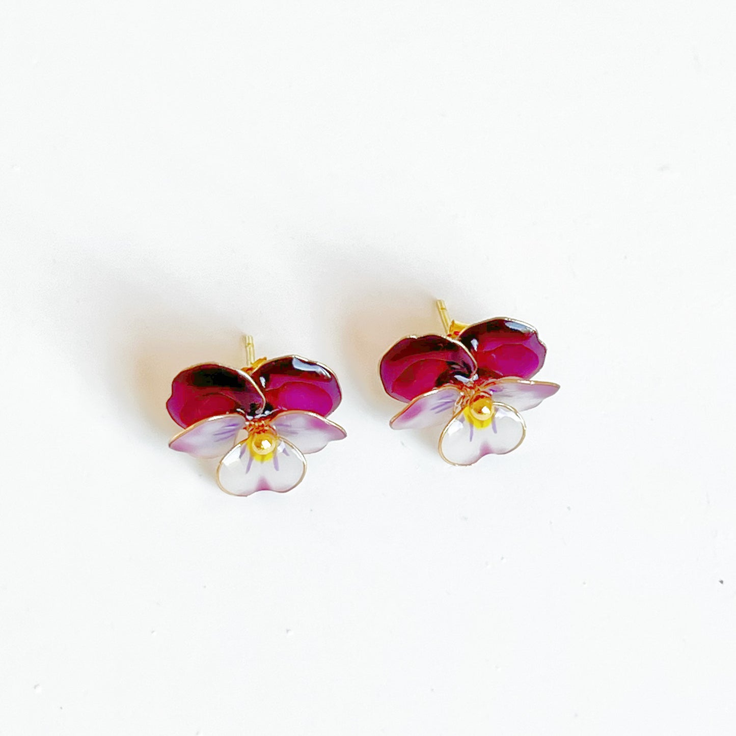 Handmade Purple Pansy Flower Earrings-Ninaouity