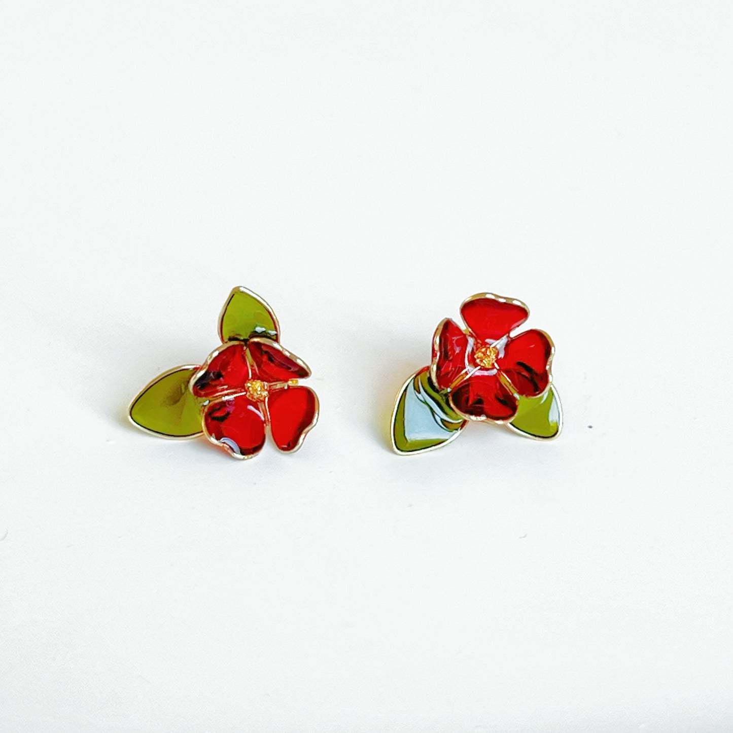 Handmade Red Dogwood Flower Earrings-Ninaouity