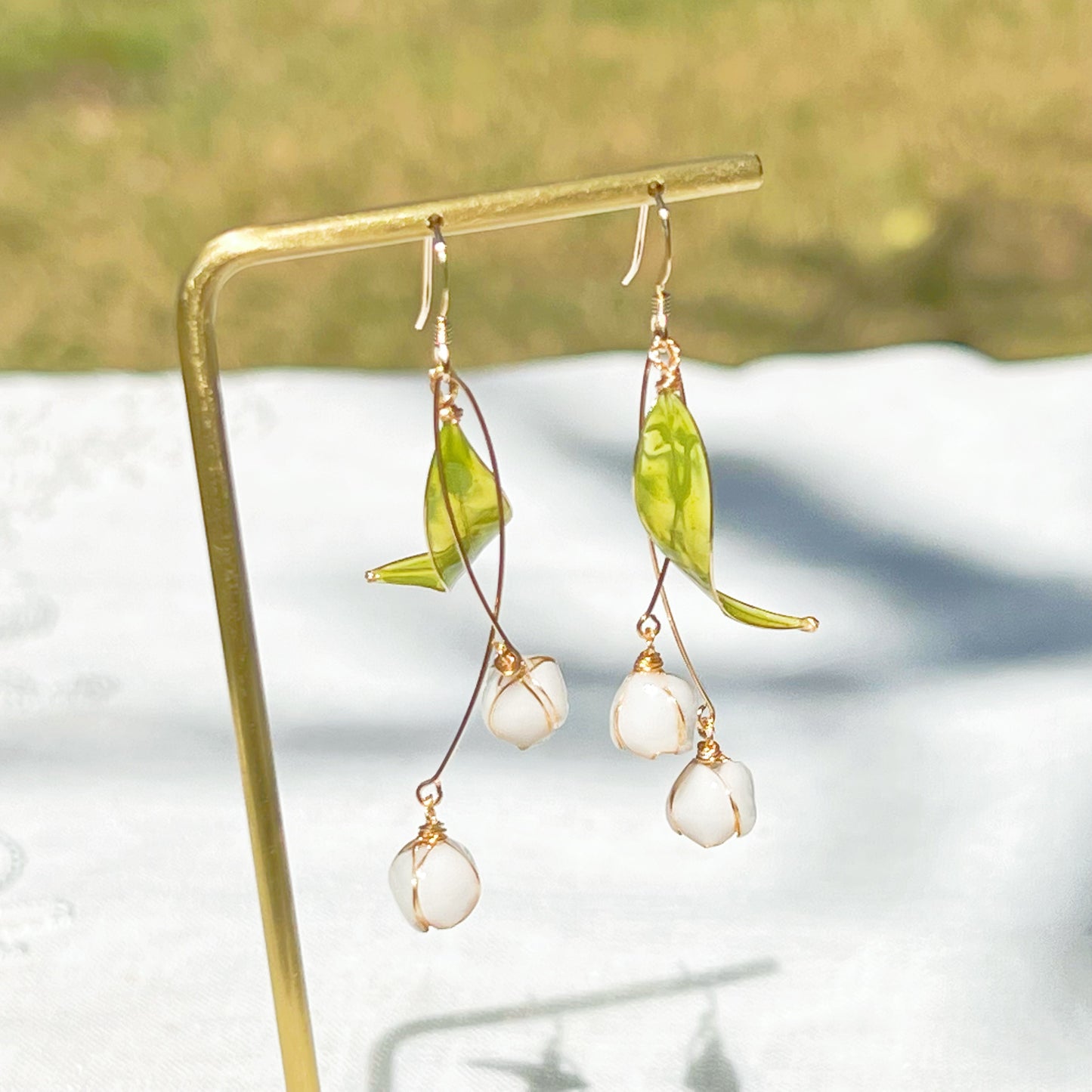 Handmade Lily of the Valley Flowers Earrings-Ninaouity
