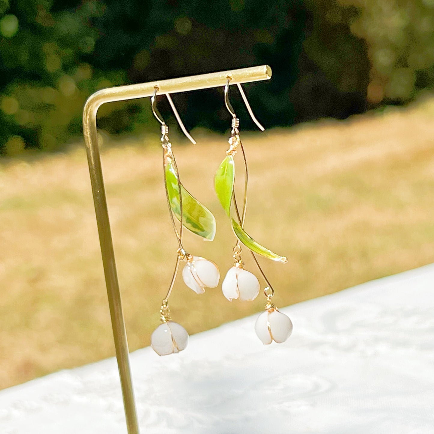 Handmade Lily of the Valley Flowers Earrings-Ninaouity